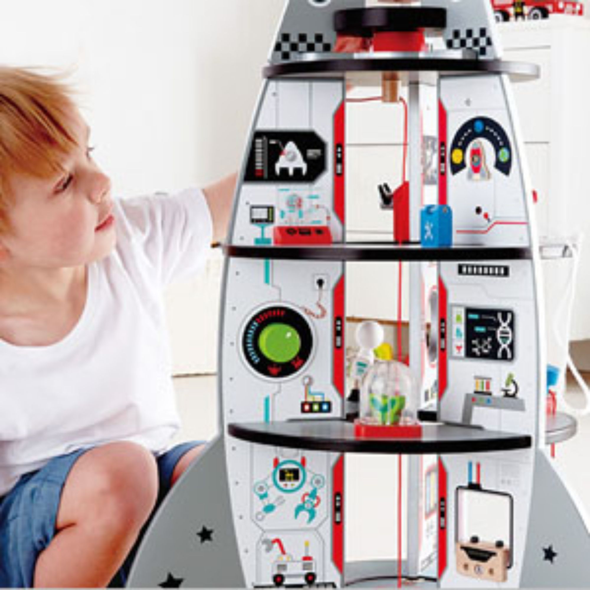 Hape Four - Stage Wooden Rocket Ship Playset: An Exciting Space Adventure Toy