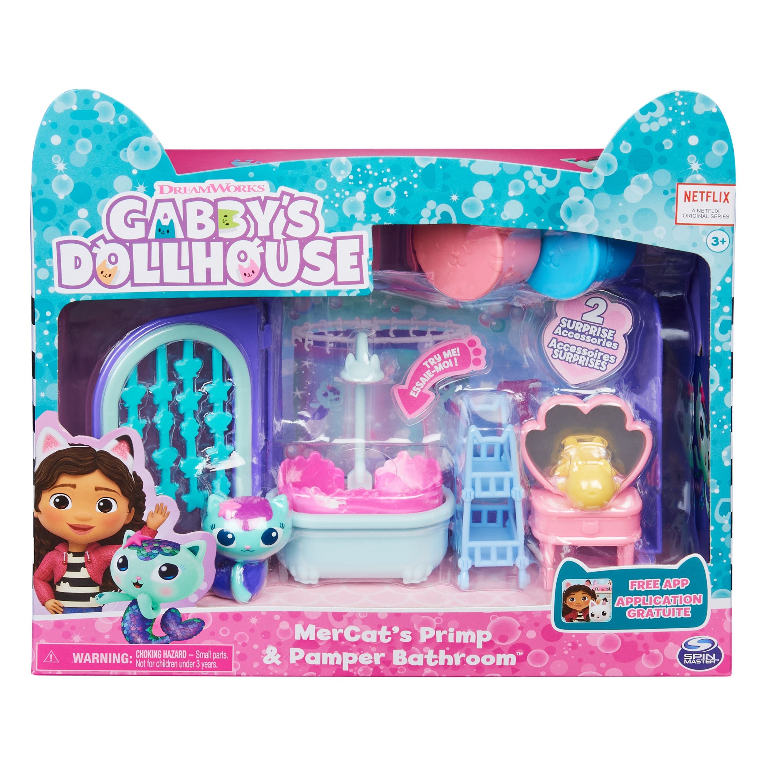 Gabby's Dollhouse: MerCat's Primp & Pamper Bathroom Set - Fun Gift for Kids