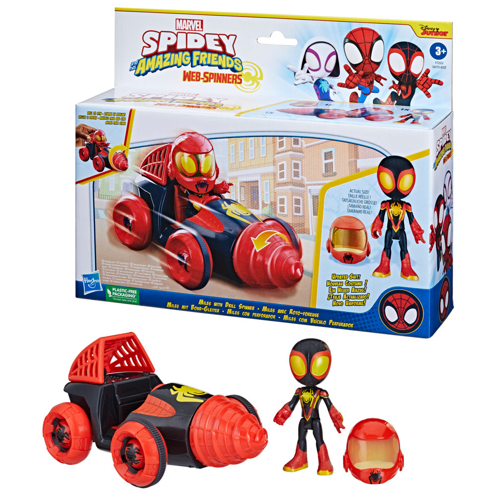 Hot! Marvel Spidey And Friends Web-Spinners - Miles With Drill Spinner