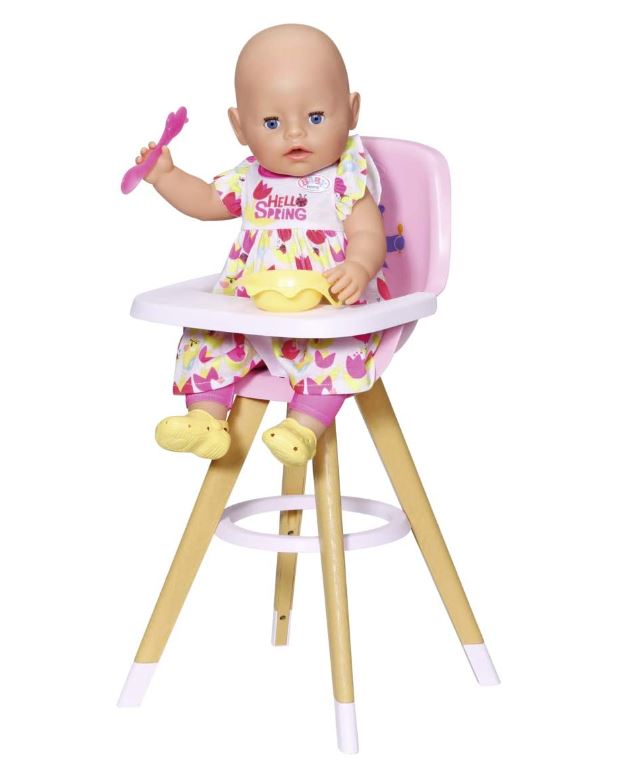 Scandinavian-Style Light Pink Baby Born High Chair with Fun Backrest Design