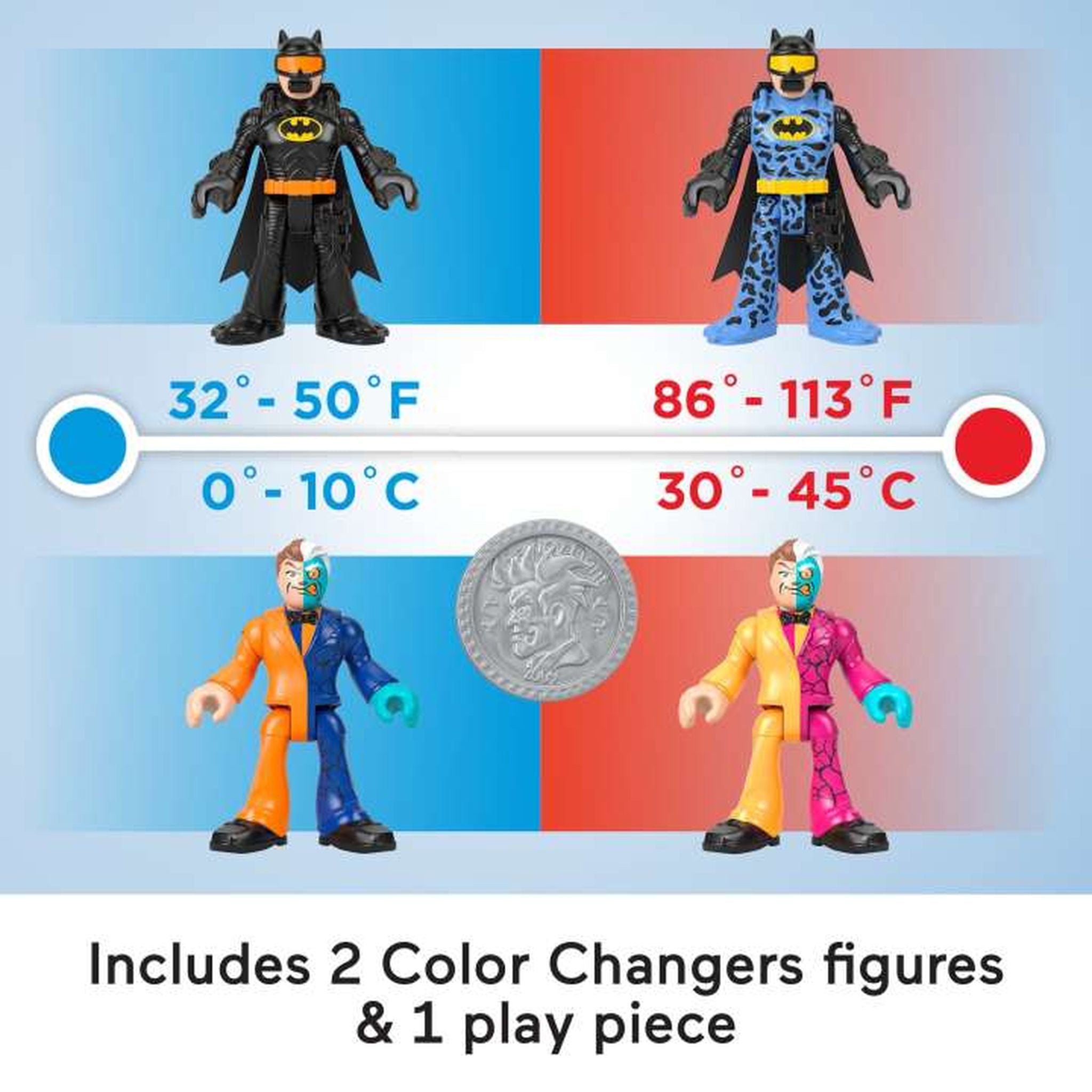 Hot Deal! Fisher-Price Imaginext DC Super Friends Color - Changing Action Figures: Batman & Two - Face