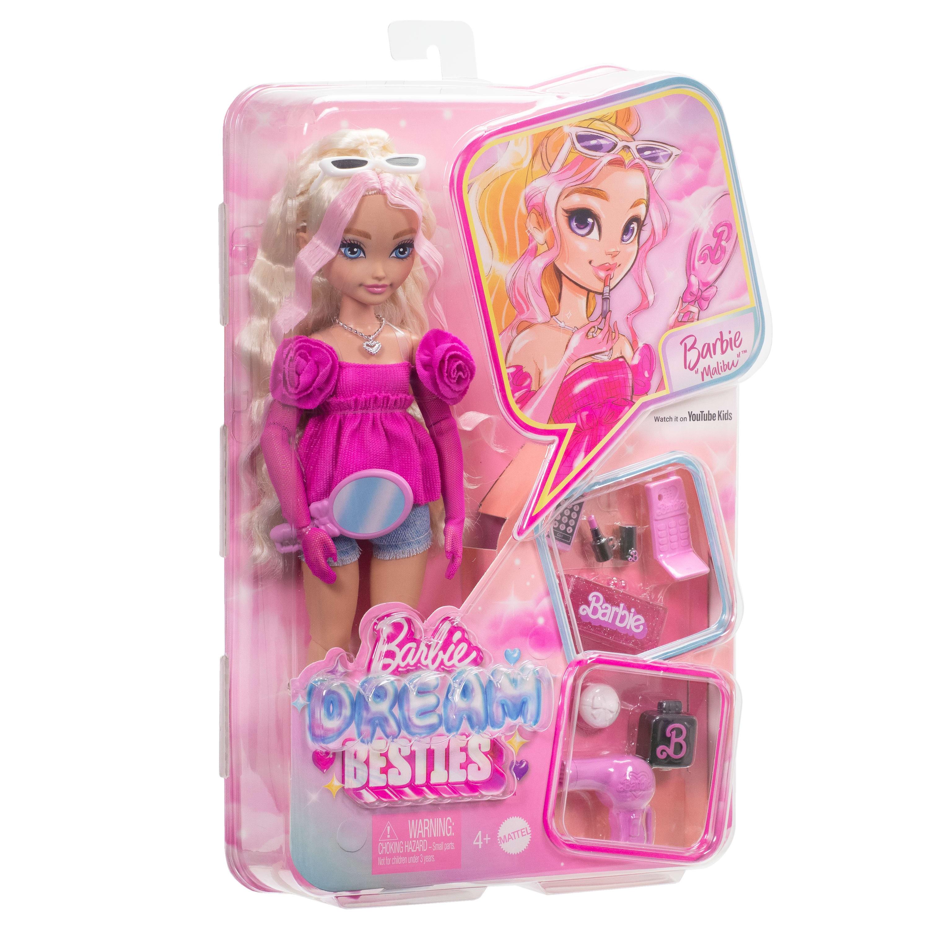 Barbie Dream Besties - Malibu Blonde Wavy - Haired Fashion Doll with Beauty Accessories