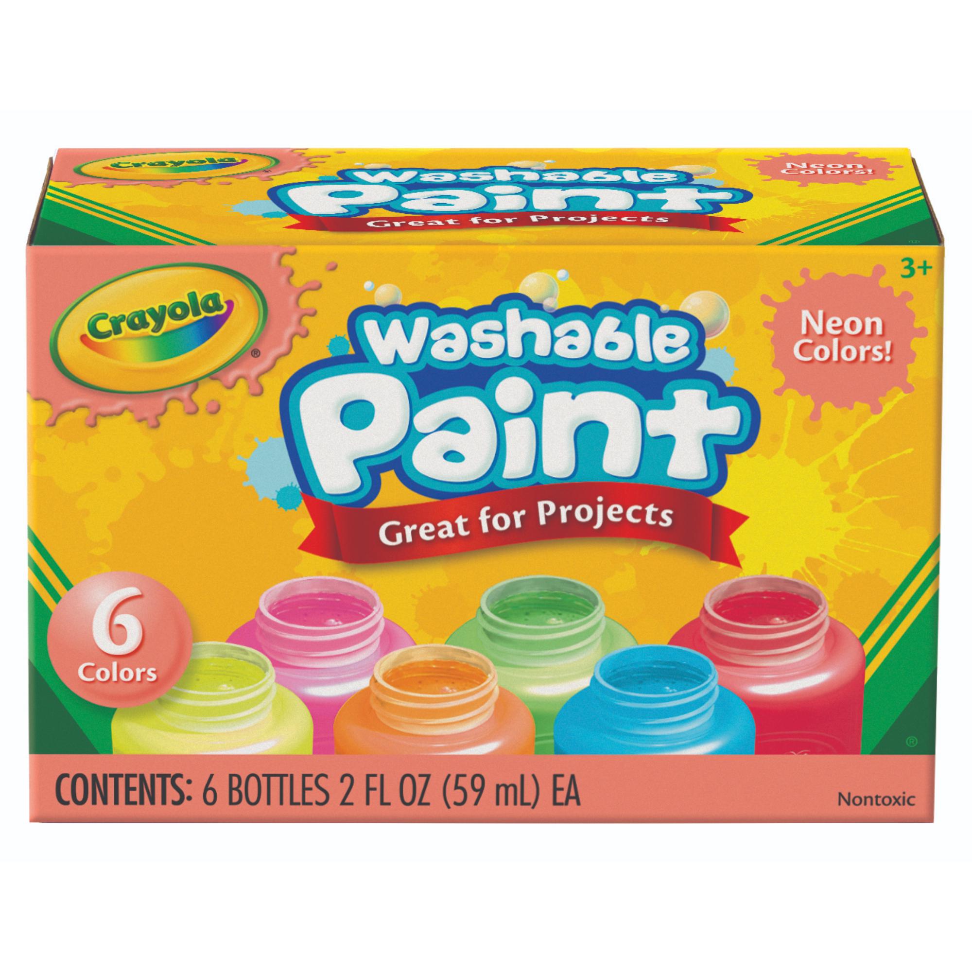 6-Pack Crayola Washable Neon Paint Set - Ideal for Arts, Crafts & School Projects