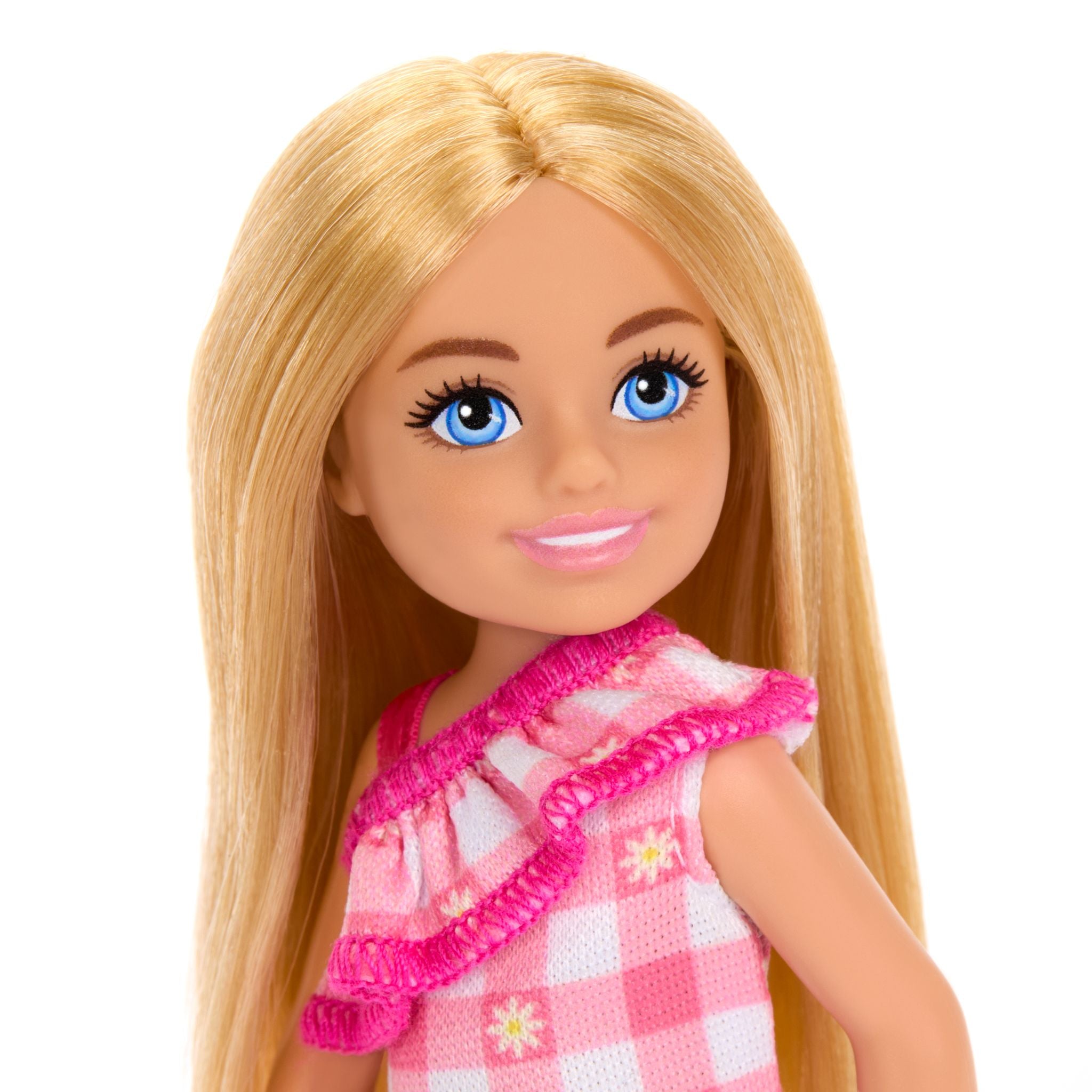 Adorable Barbie Club Chelsea Doll in Gingham Fashion Dress