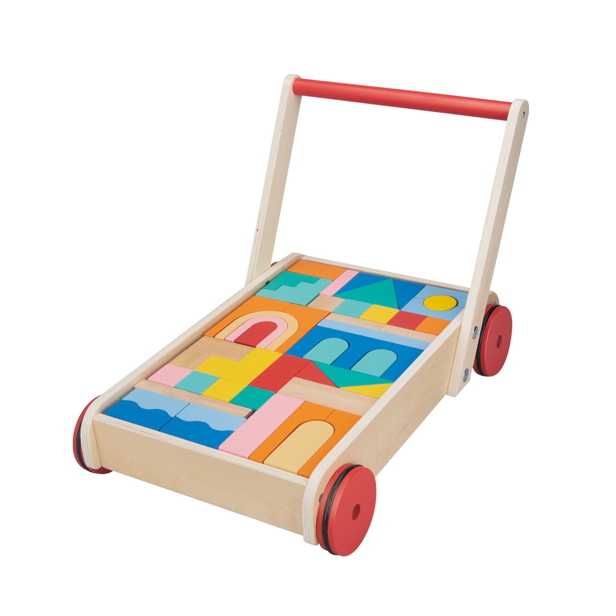 Hot! Wooden Blocks with Roll Cart for Kids