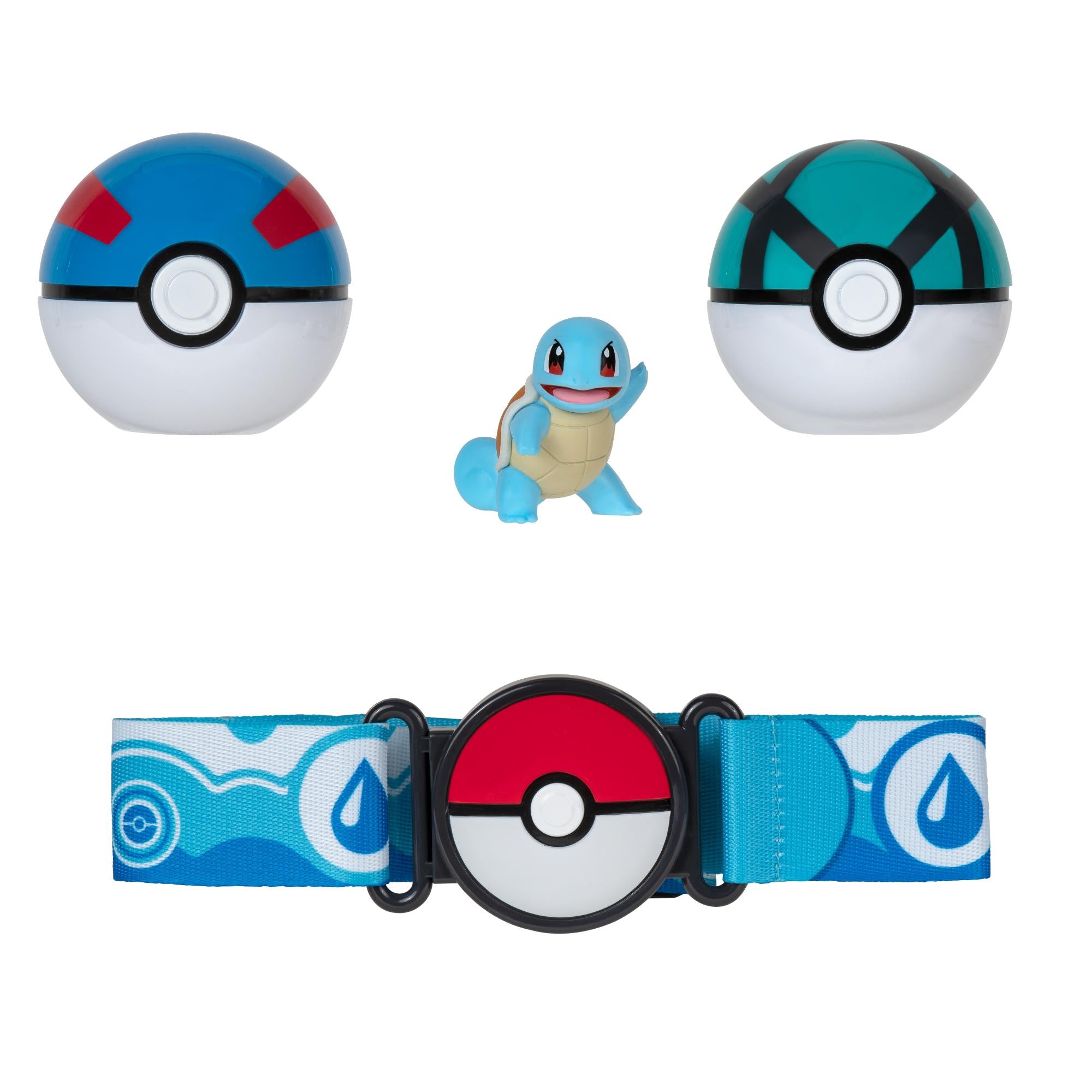 Hot! Pokemon Clip N Go Poke Ball Belt Set with Squirtle