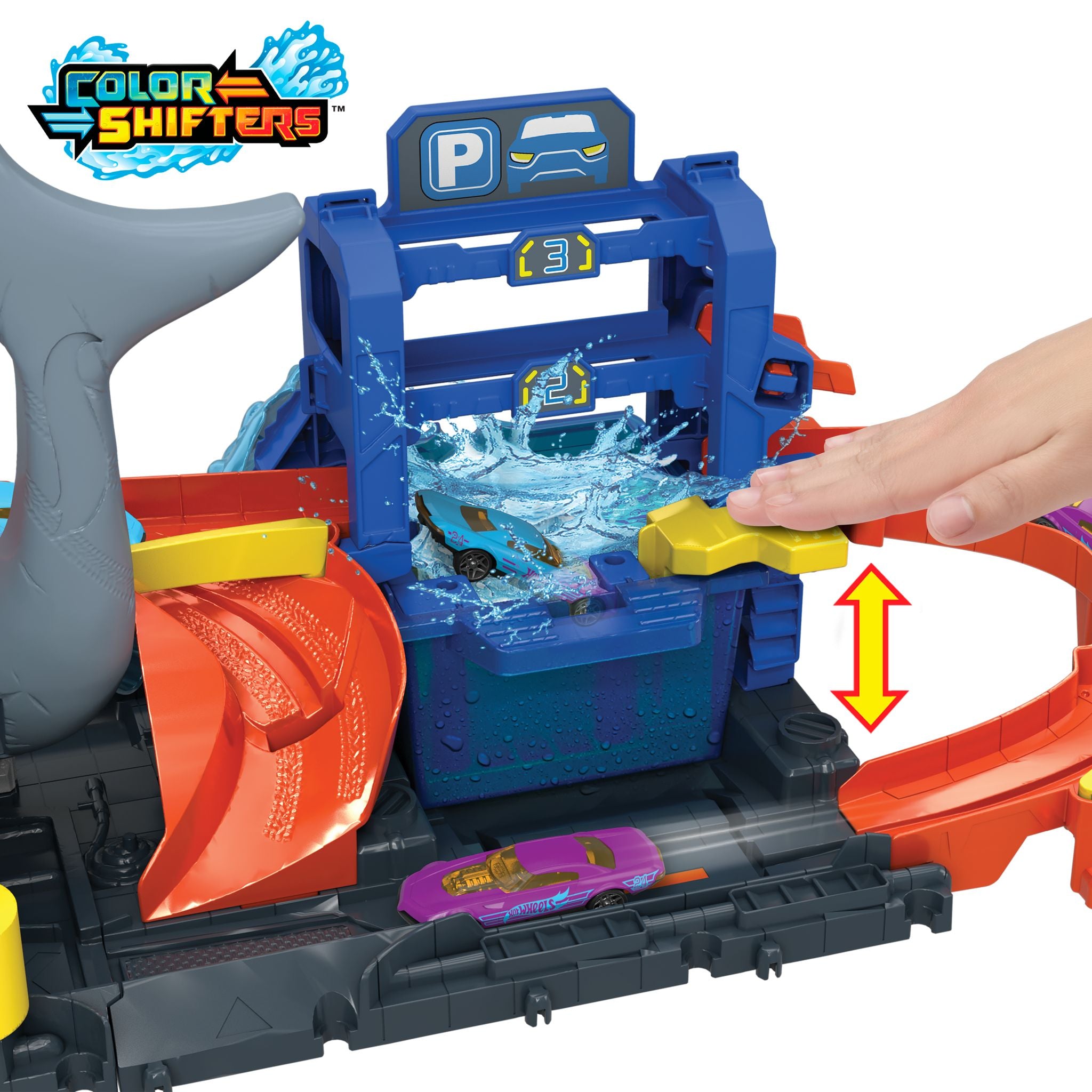 Hot Wheels Ultra Shark-themed Color-changing Car Wash Playset