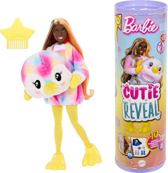 Hot! Barbie Cutie Reveal Colour Dream Series Penguin Doll with 10 Surprises