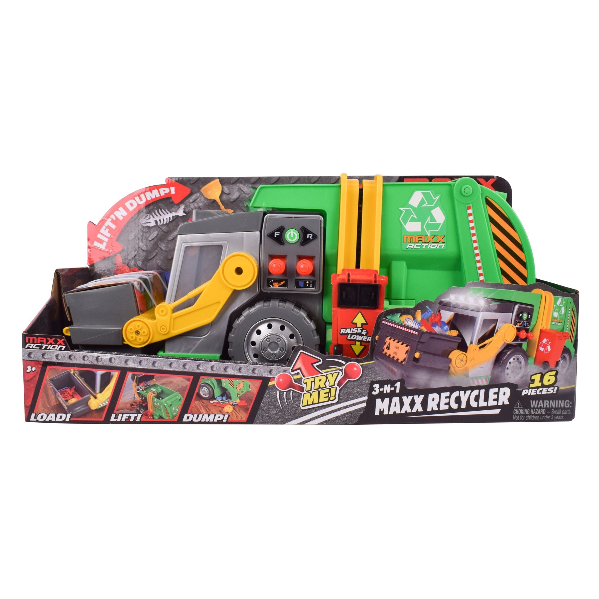 Maxx Action 3-in-1 Lights & Sounds Realistic Recycler Truck for Kids