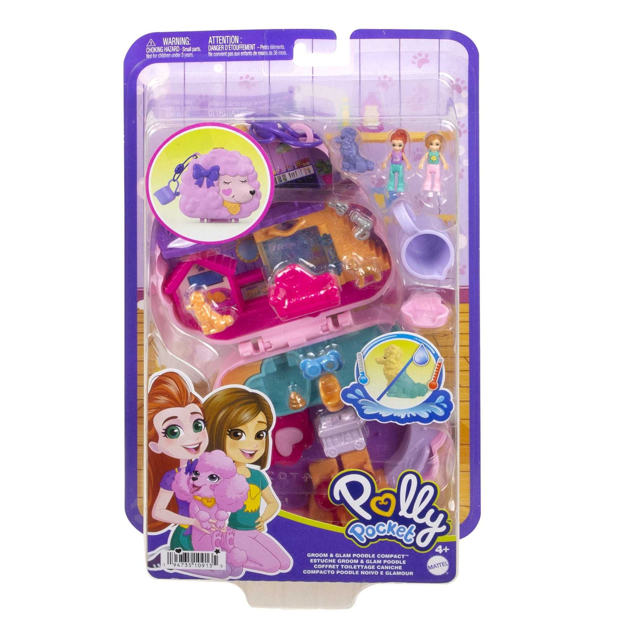 Hot Sale! Polly Pocket Compact Toy - Big Pocket World Groom & Glam Poodle for Kids