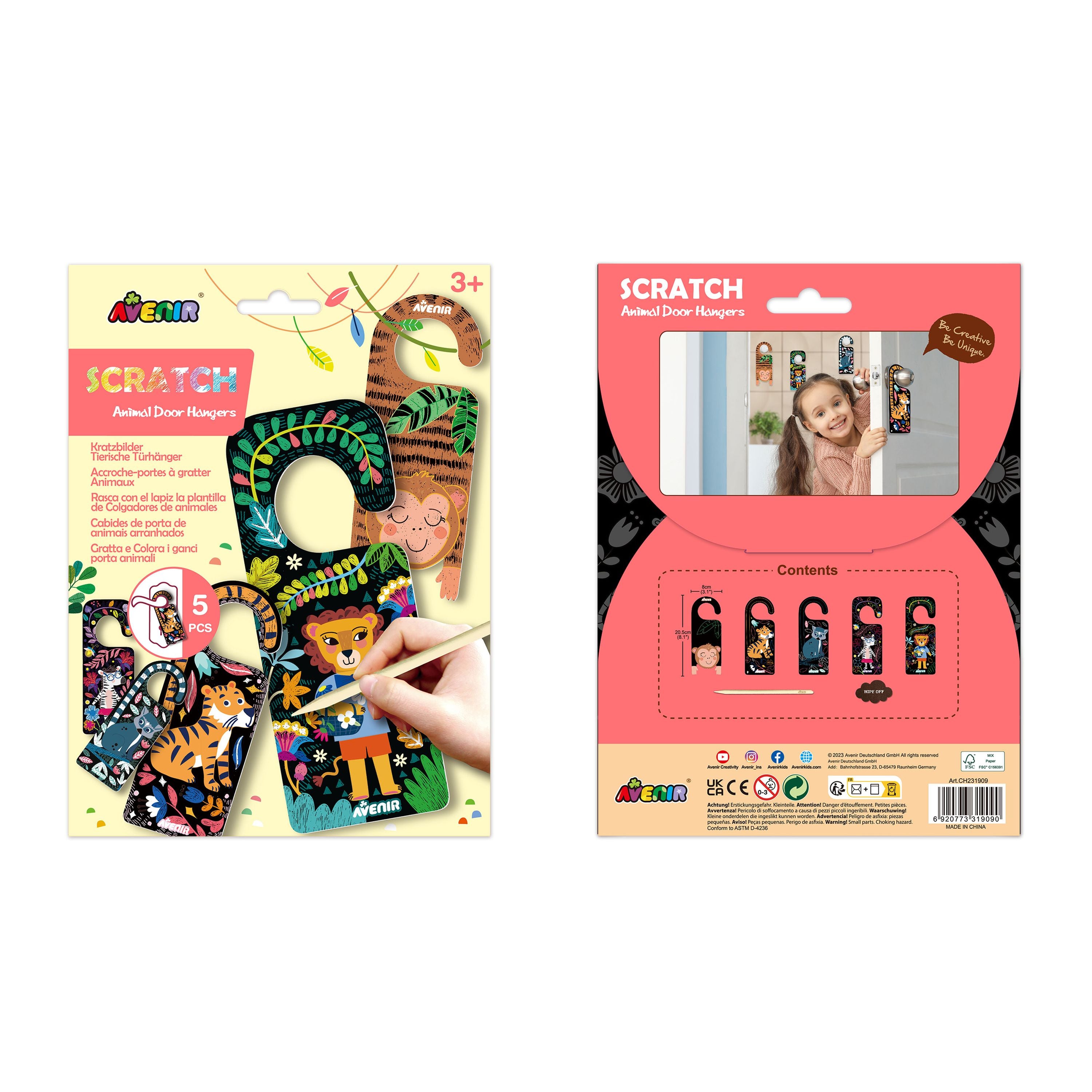 Exclusive Offer: 5-Piece Scratchable Animal Door Hangers for Kids Aged 3 and Up