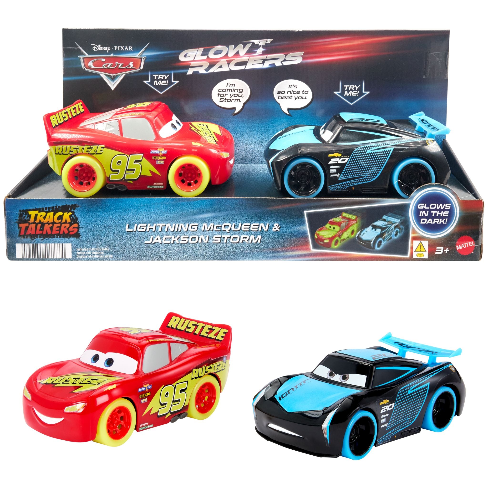 Disney Pixar Cars Glow-in-the-Dark Track Talkers 2-Pack: Lightning McQueen & Jackson Storm