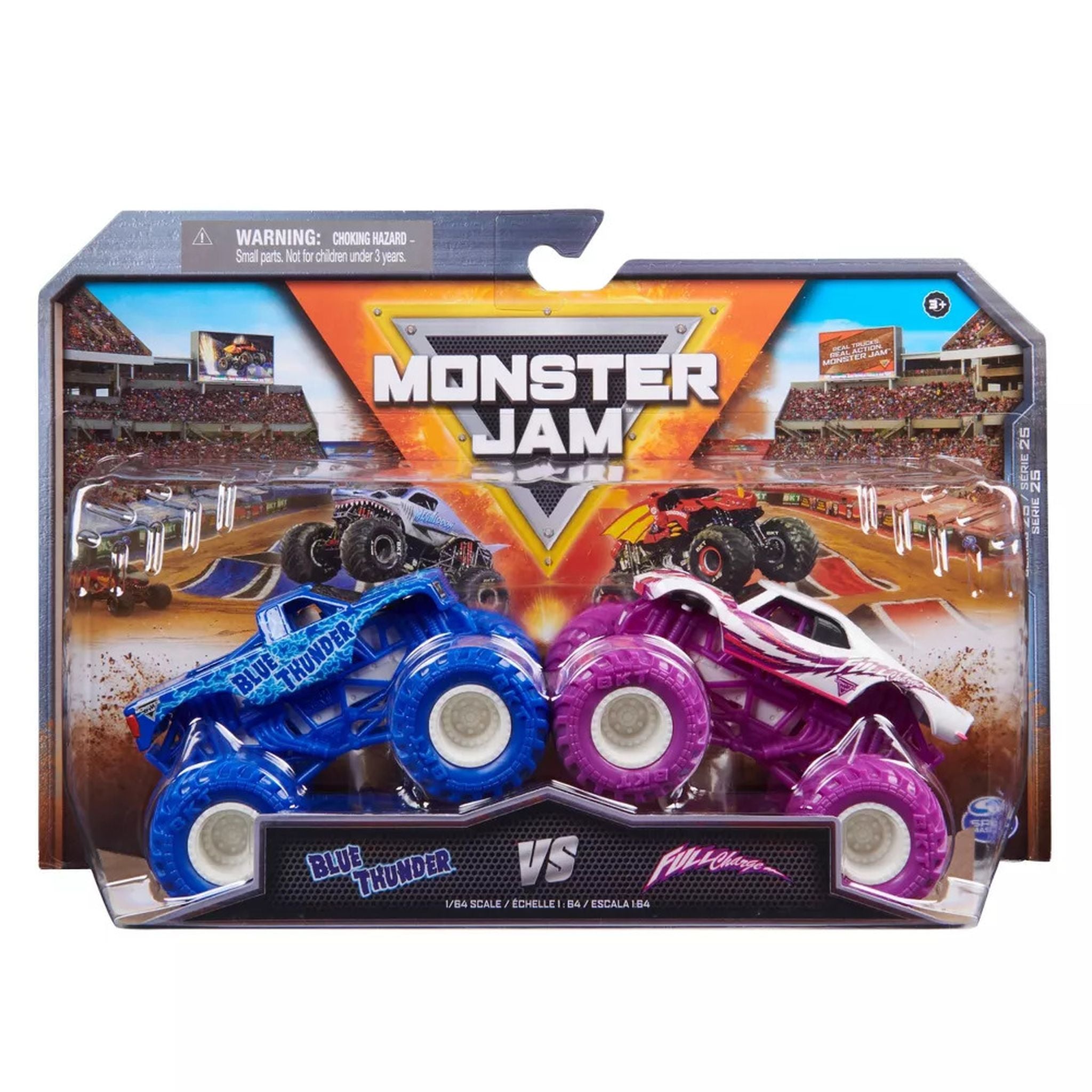 1:64 Scale 2-Pack Monster Jam: Blue Thunder Battles Fullcharge