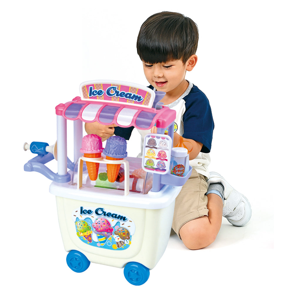 Playgo's 28-Piece Colorful Gourmet Ice Cream Cart for Kids