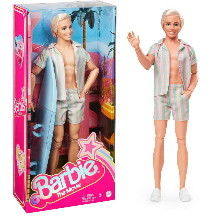 Hot Deal! Barbie The Movie Ken Doll in Pastel Striped Beachwear Set for Fans & Collectors