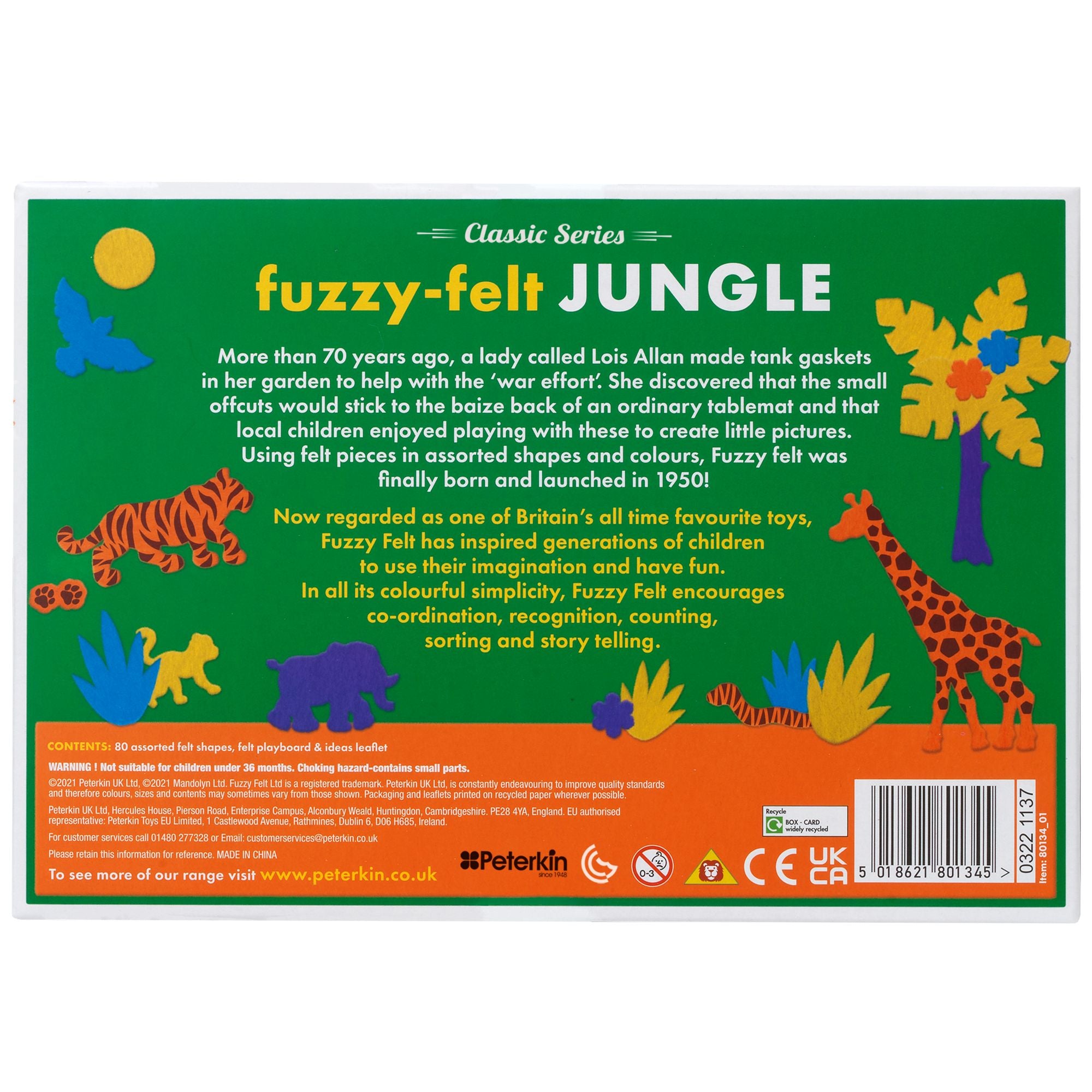 Hot! Fuzzy Felt Classic Jungle Set