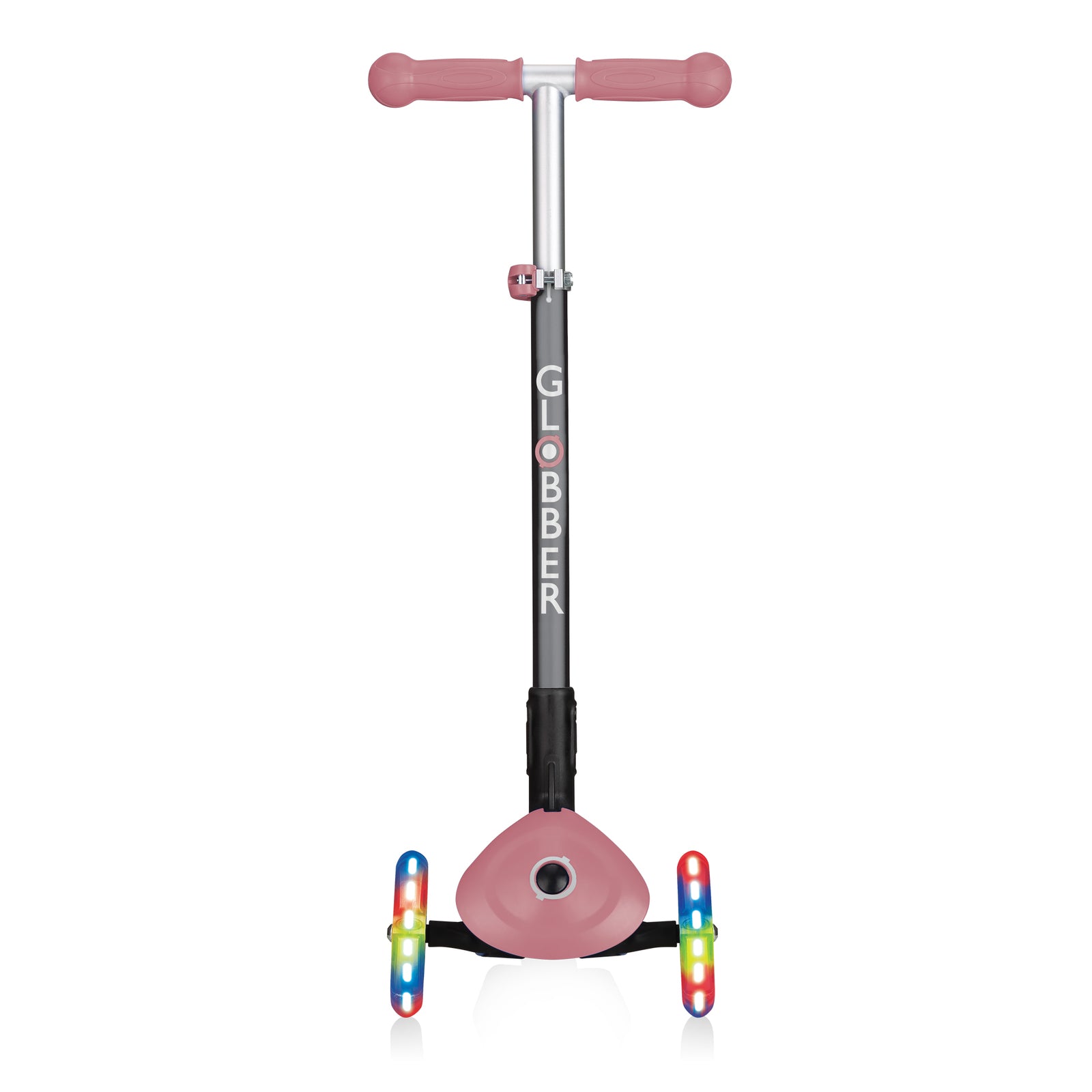 Globber Primo Foldable Lights Scooter in Trendy Deep Pastel Pink - Ideal for Kids