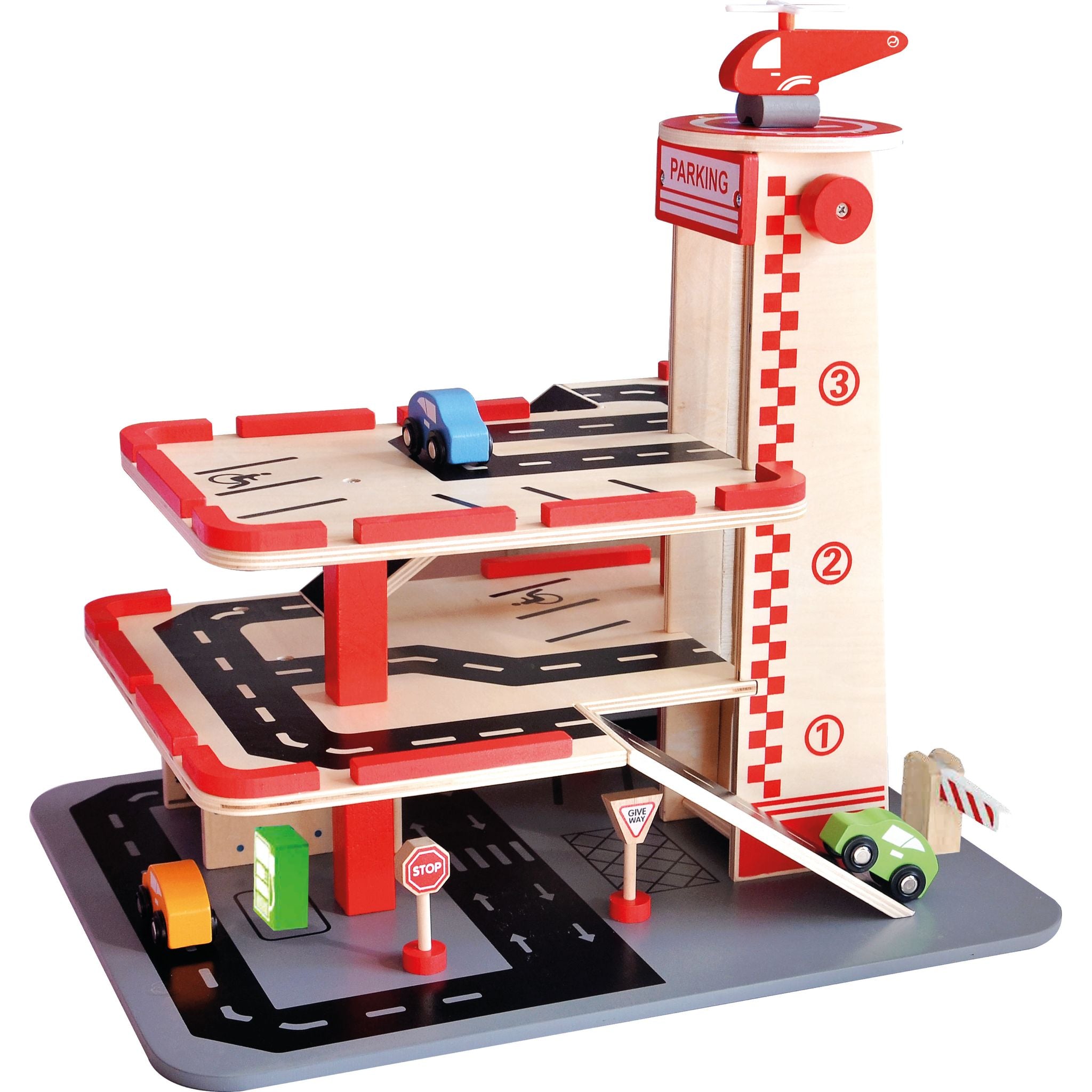 Hot Sale! Bubba Doo Kids' 3 - Level Wooden Garage Playset with Working Lift