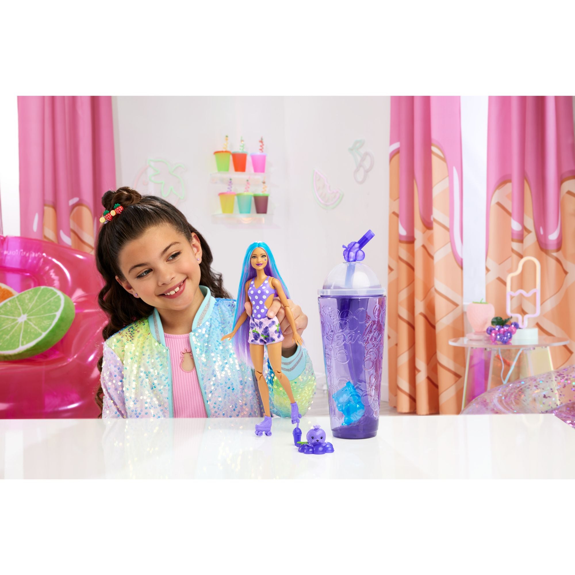 Hot Deal! Barbie Pop Reveal Doll - Grape Fizz Flavor from Juicy Fruits Series