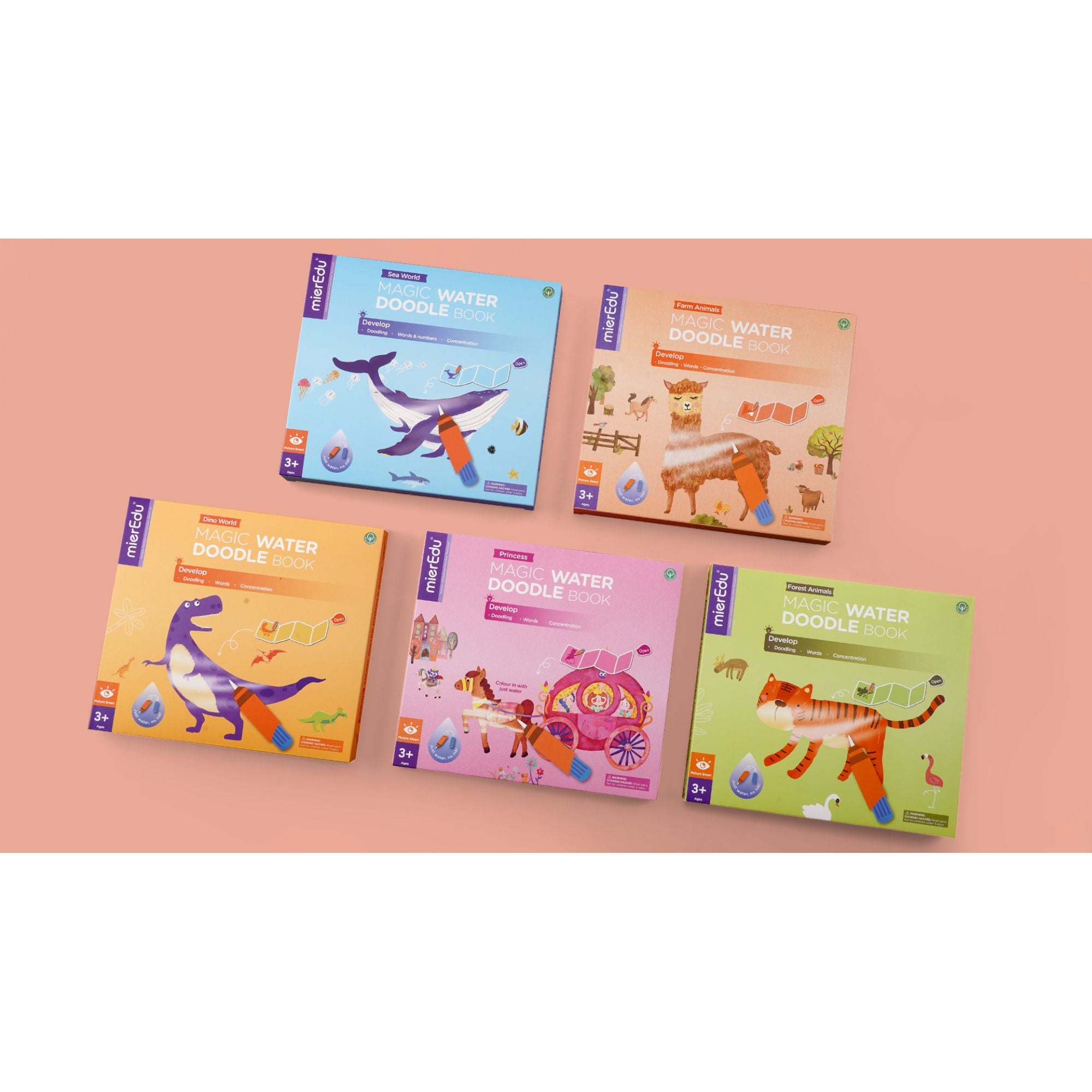 MierEdu Princess Magic Water Painting Doodle Book for Kids' Learning