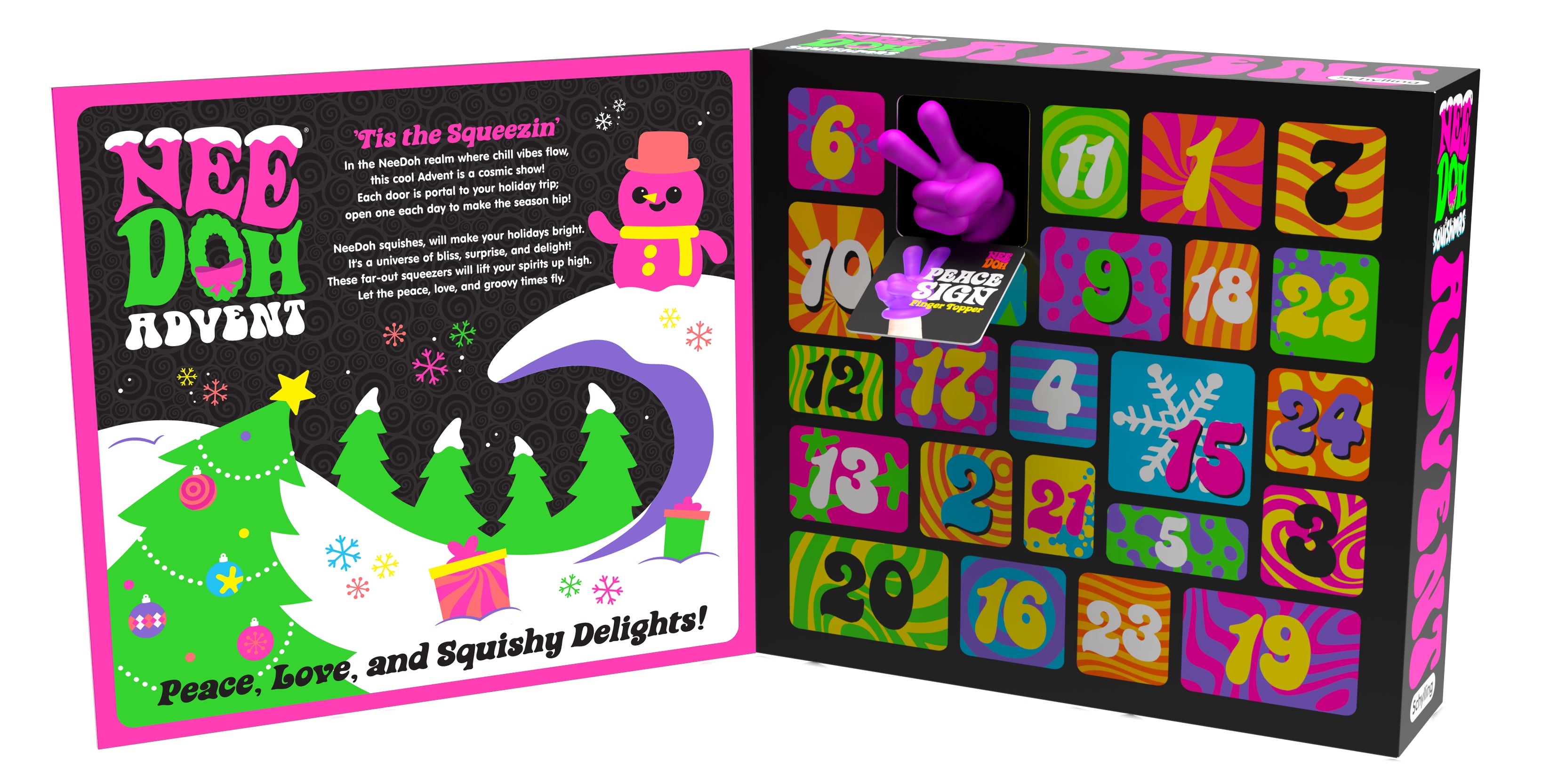 Schylling NeeDoh Squishmas Advent Calendar - 24 Tiny Squishy Surprises for Holiday Fun