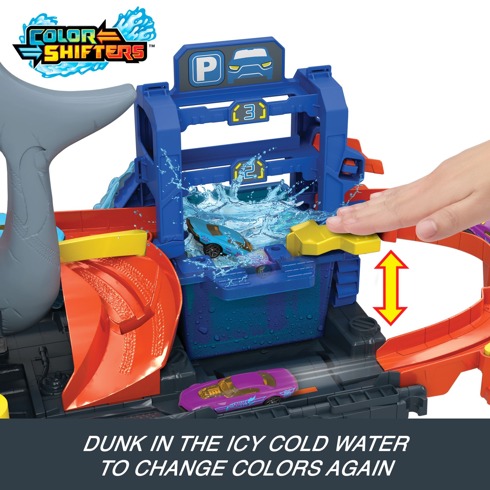 Hot Wheels Ultra Shark-themed Color-changing Car Wash Playset