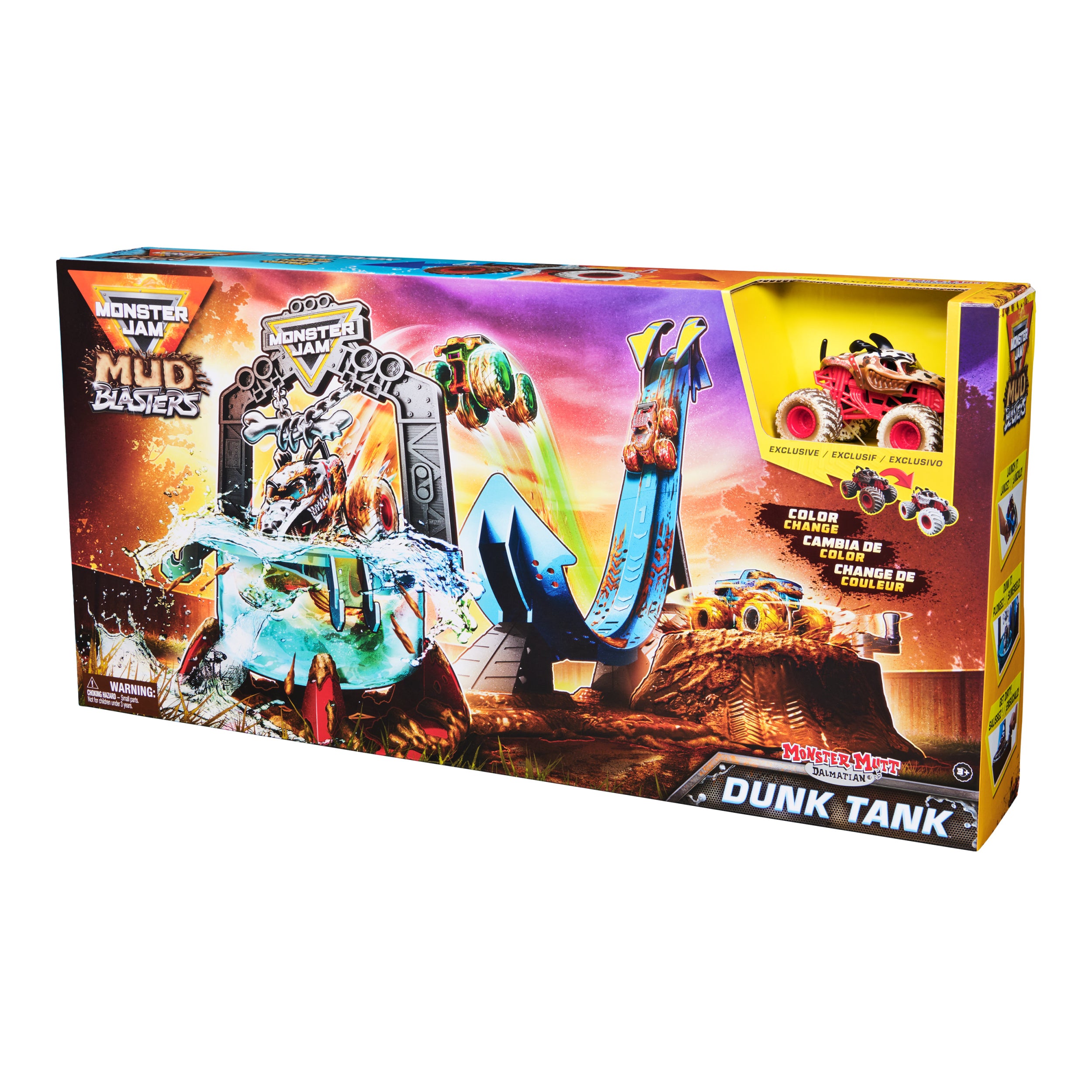 Hot Deal! Monster Jam 1:64 Mud Blasters Monster Mutt Dalmatian Dunk Tank Playset for Kids