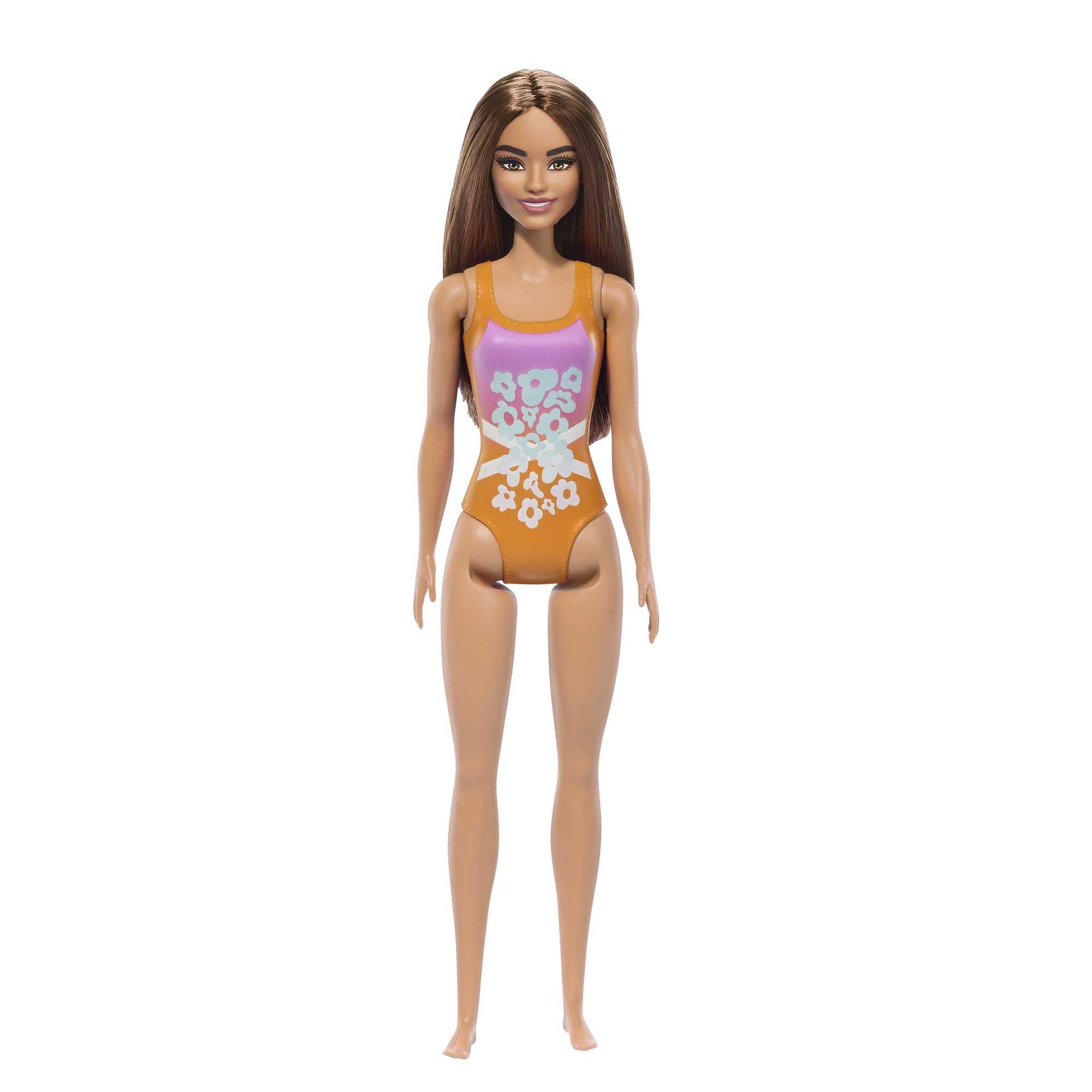 Barbie Doll in Stylish Orange Beach Swimsuit for Kids