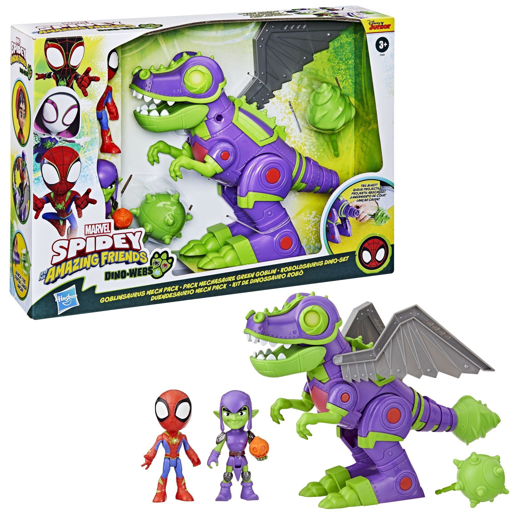Marvel Spidey and Friends Dino-Webs Goblinsaurus Mech Pack with Action Figures