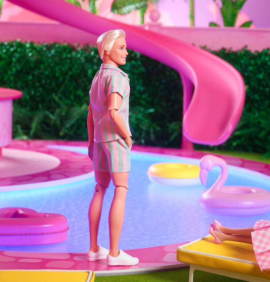 Hot Deal! Barbie The Movie Ken Doll in Pastel Striped Beachwear Set for Fans & Collectors