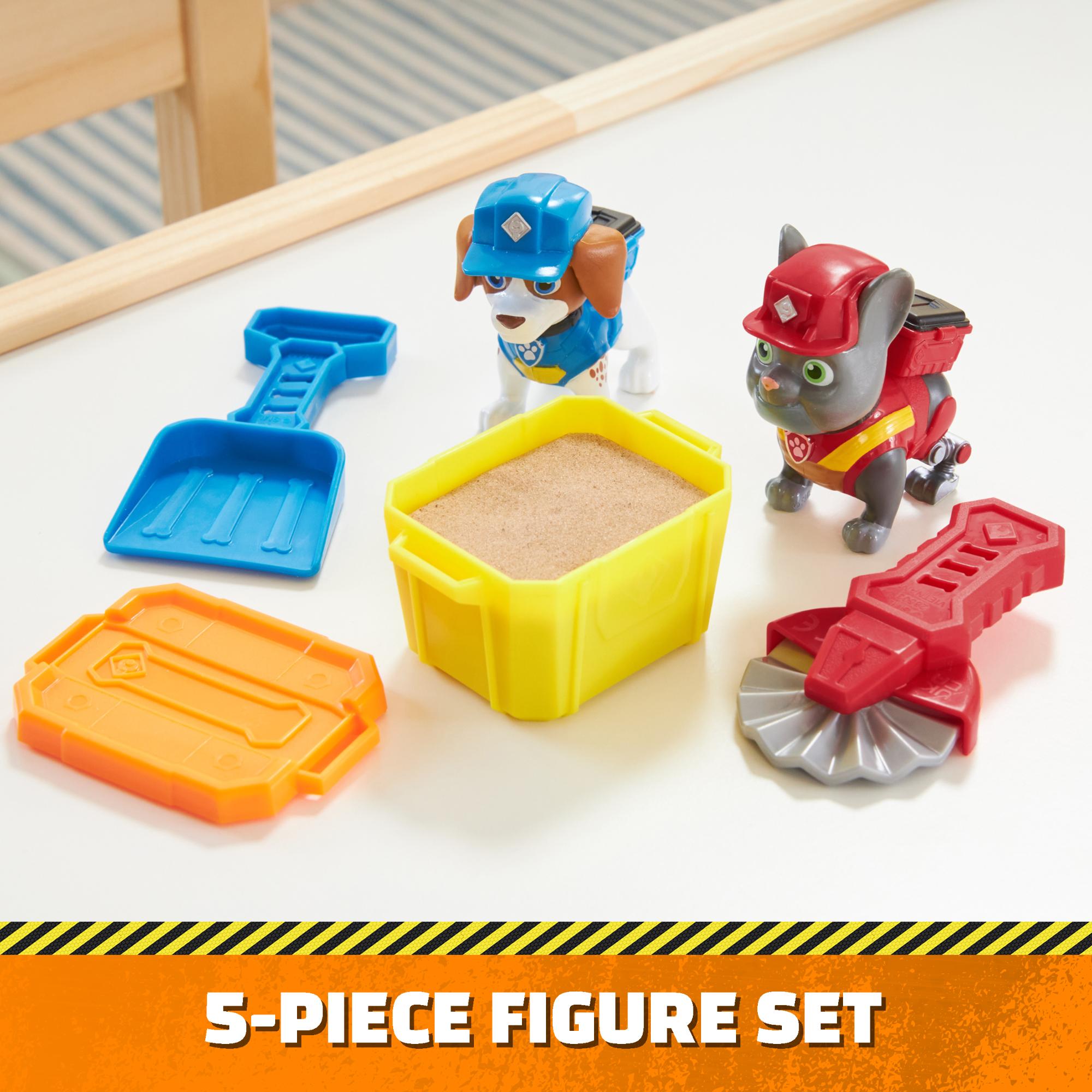 Rubble & Crew Build-It Pack: Charger and Wheeler Action Figures with Kinetic Sand