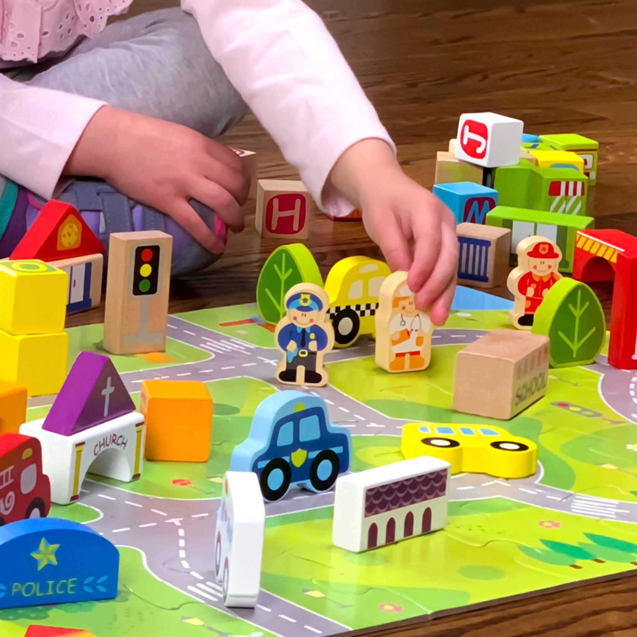 Fat Brain Toys: My Town Block Set - Ideal for Kids' Pretend Play