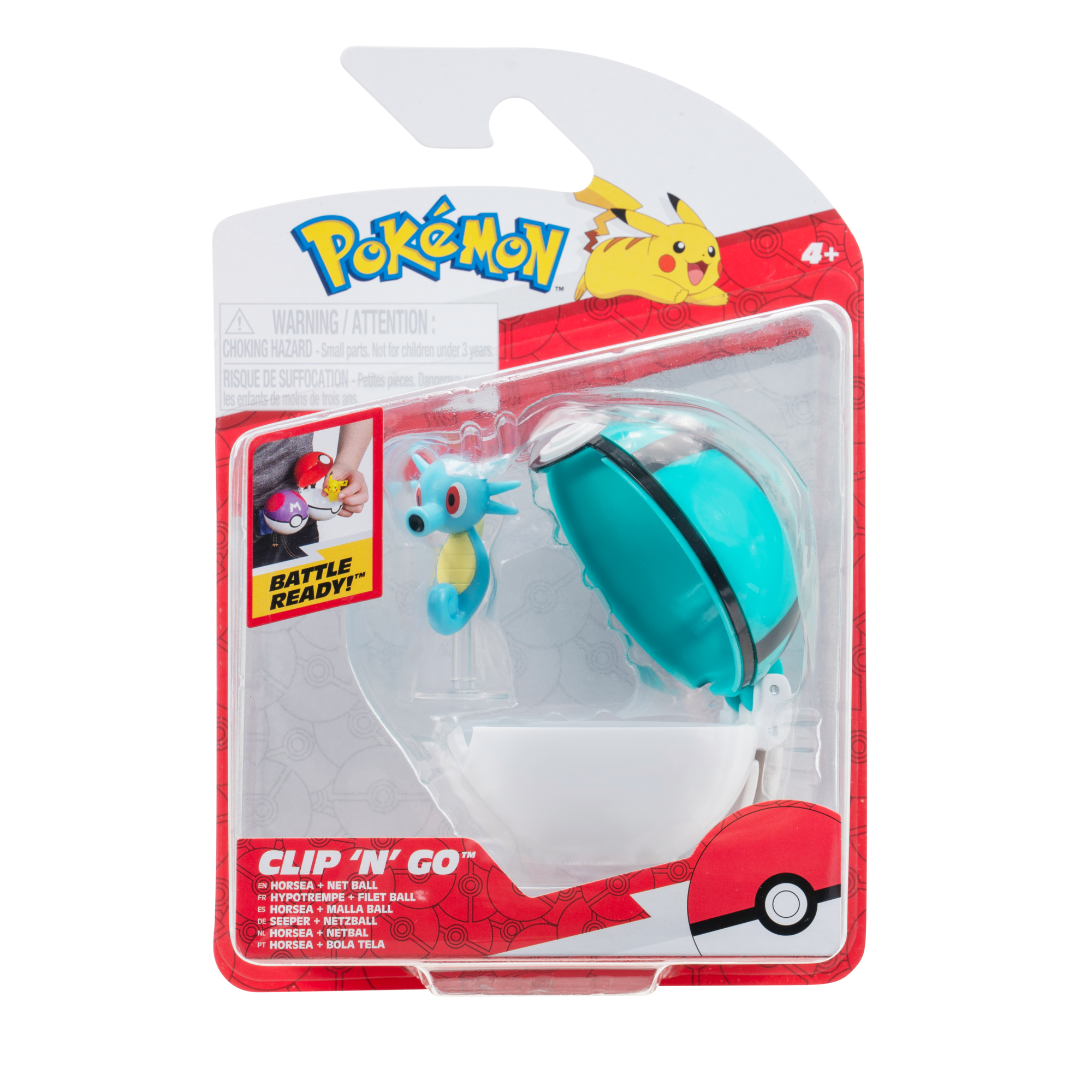 Hot! Pokemon Clip N Go Horsea with Net Ball Set