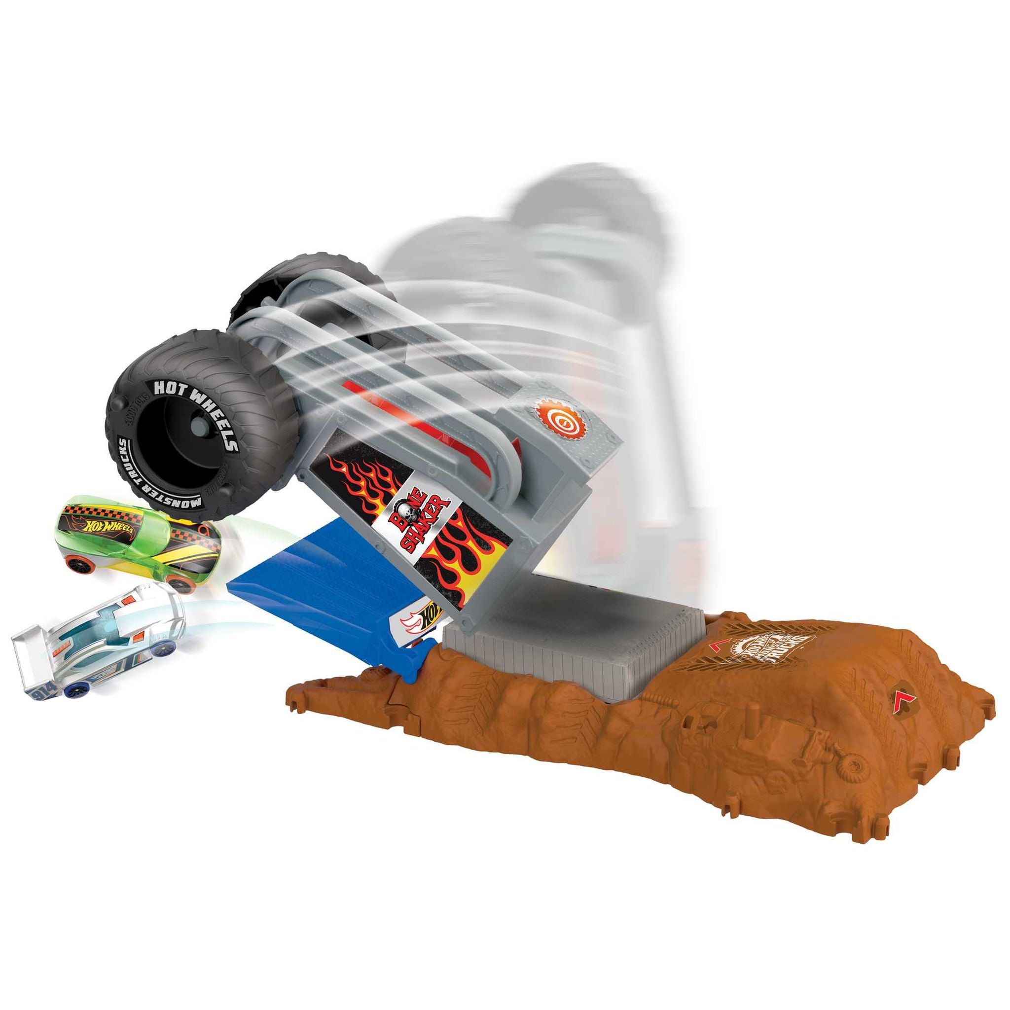 Hot Wheels Monster Trucks Arena Smashers Bone Shaker Tire Press Challenge - Exciting Playset for Kids