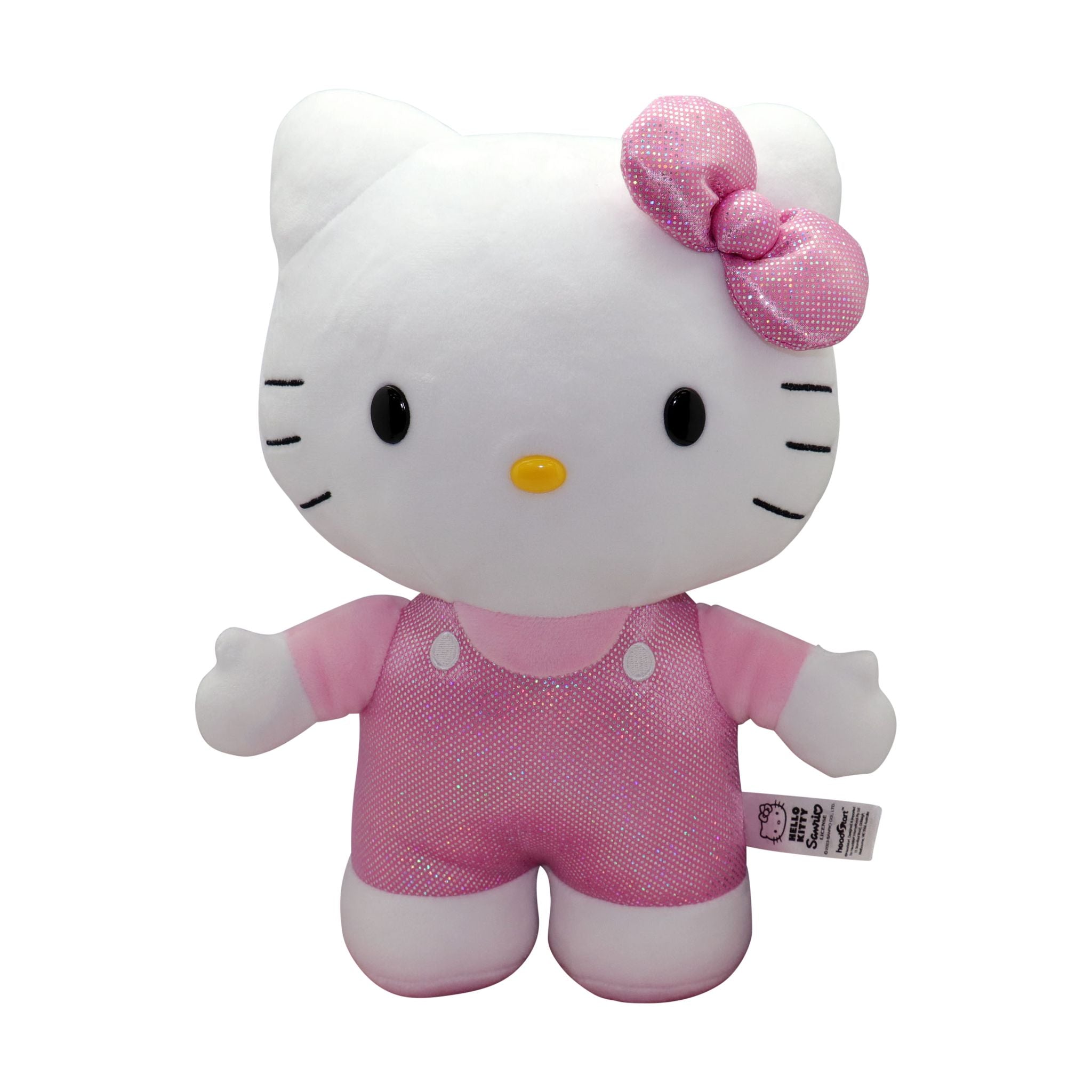 Limited Offer! Medium-sized Hello Kitty Plush in Sparkly Pink Spot Overalls