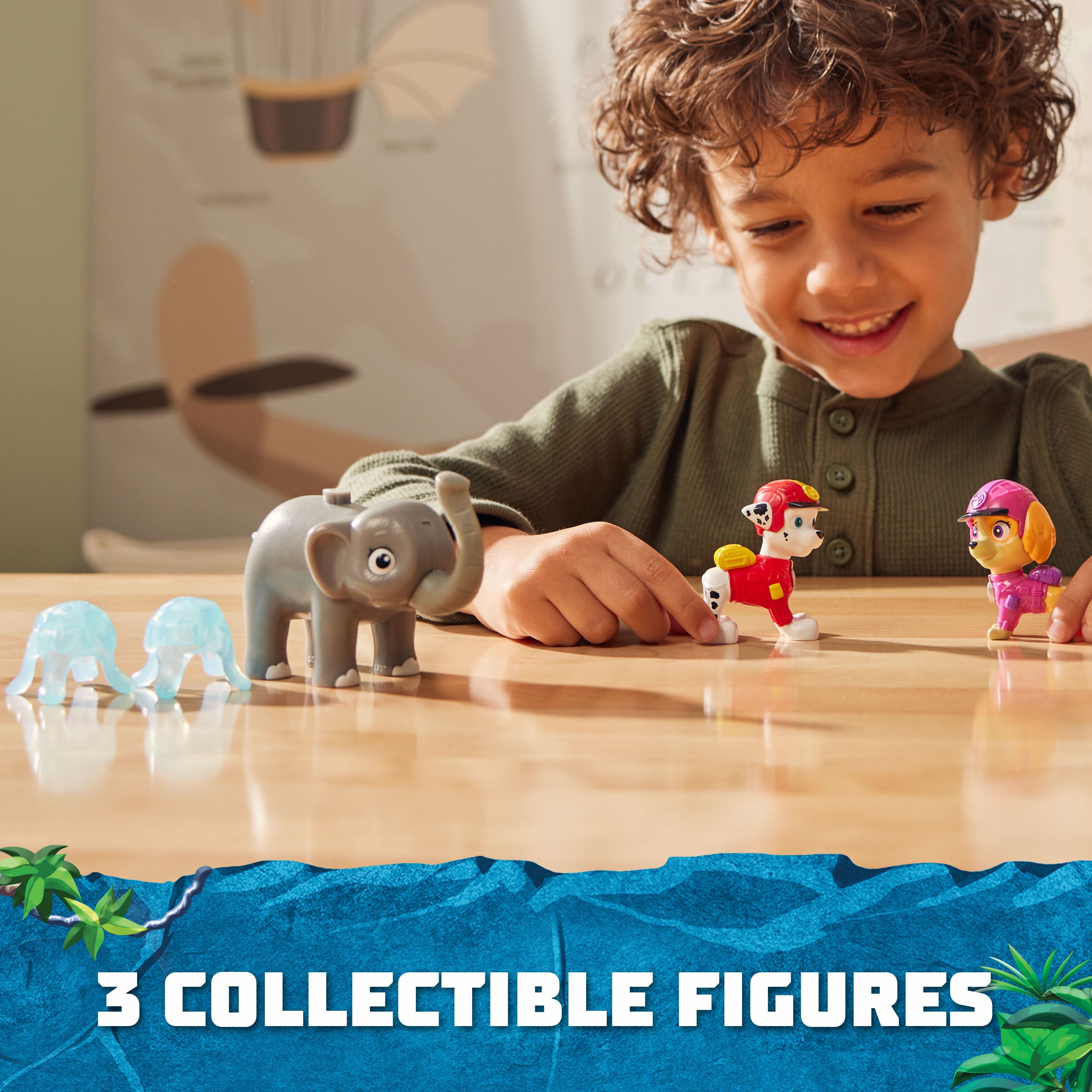 Hot! PAW Patrol Jungle Hero Pups Figure Set - Marshall, Skye & Elephant