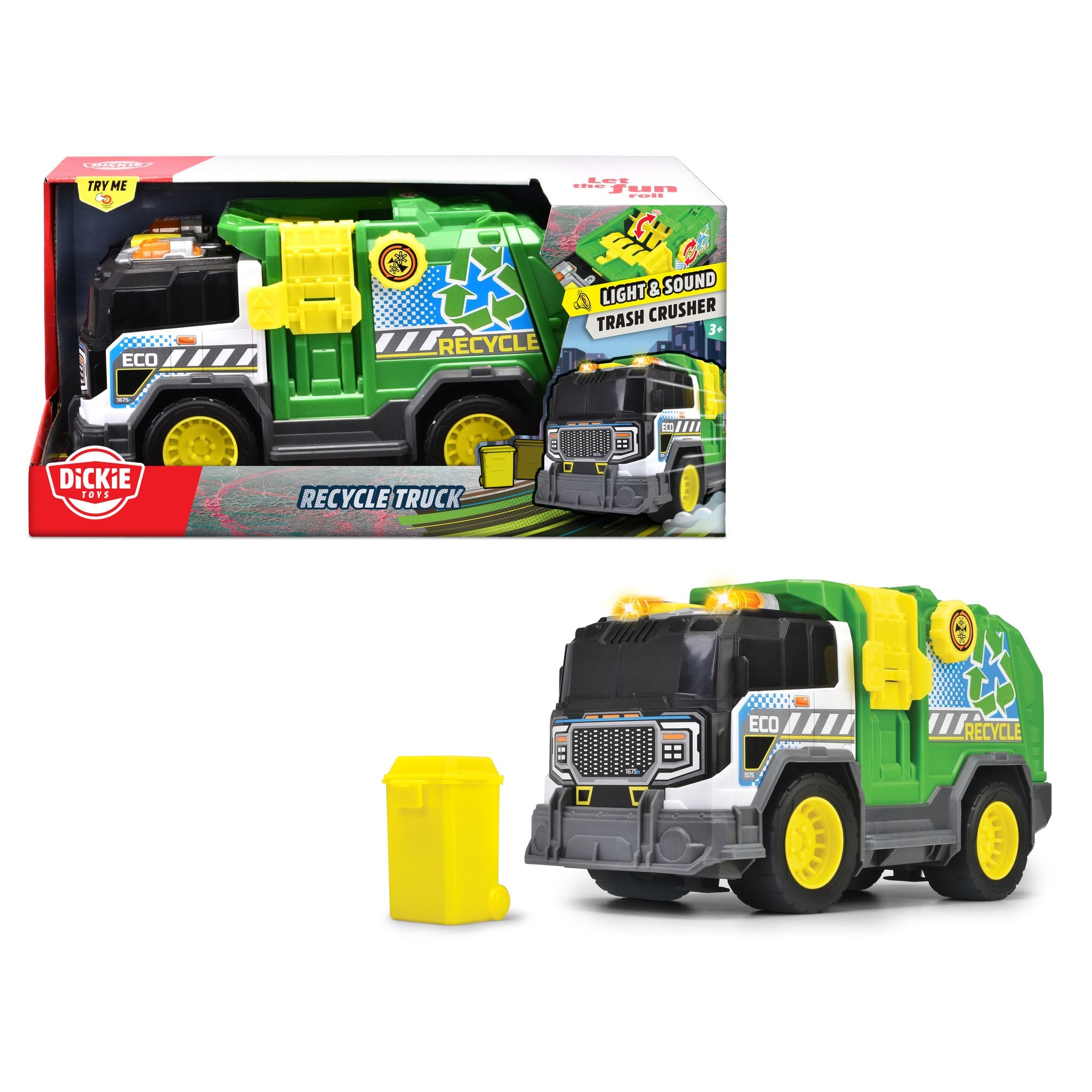 Dickie Toys Educational Recycle Truck with Light, Sound & Trash Crusher