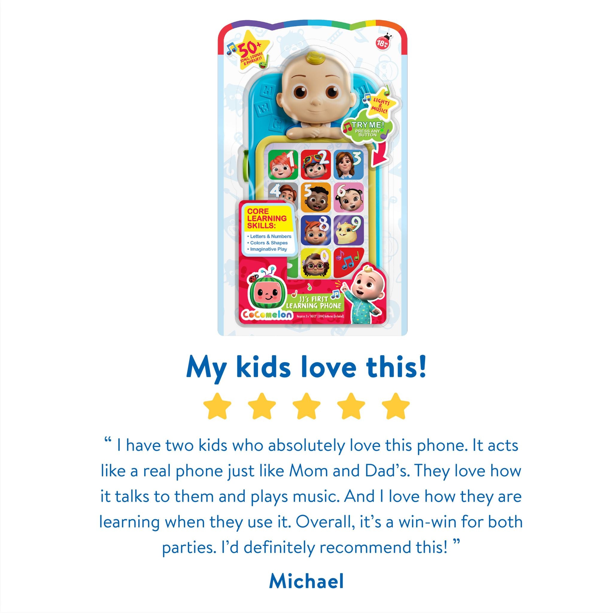 CoComelon JJ's Interactive First Learning Phone for Little Learners