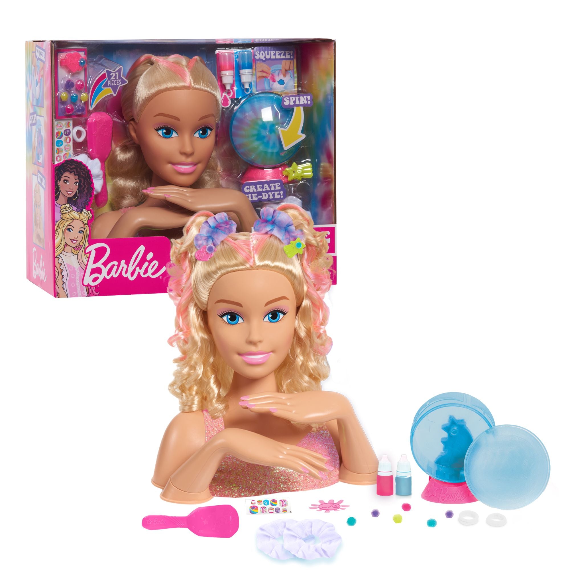Hot! Barbie Blonde Tie - Dye Deluxe Styling Head