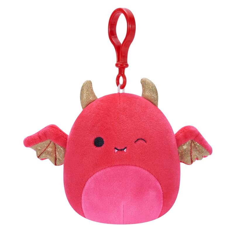 Squishmallows 3.5-Inch Halloween Plush Clip-On Karlie in Striking Red and Gold Devil Design