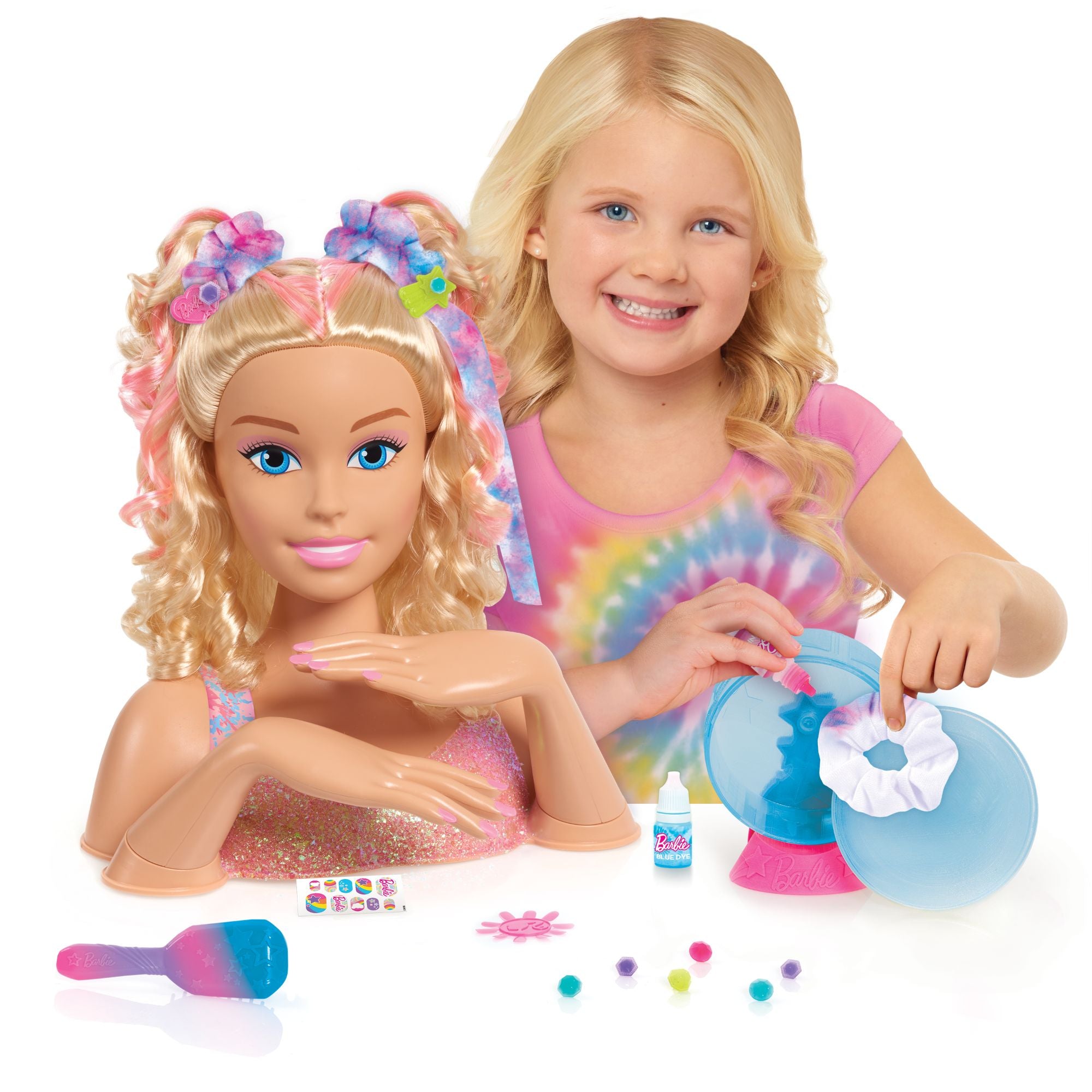 Hot! Barbie Blonde Tie - Dye Deluxe Styling Head