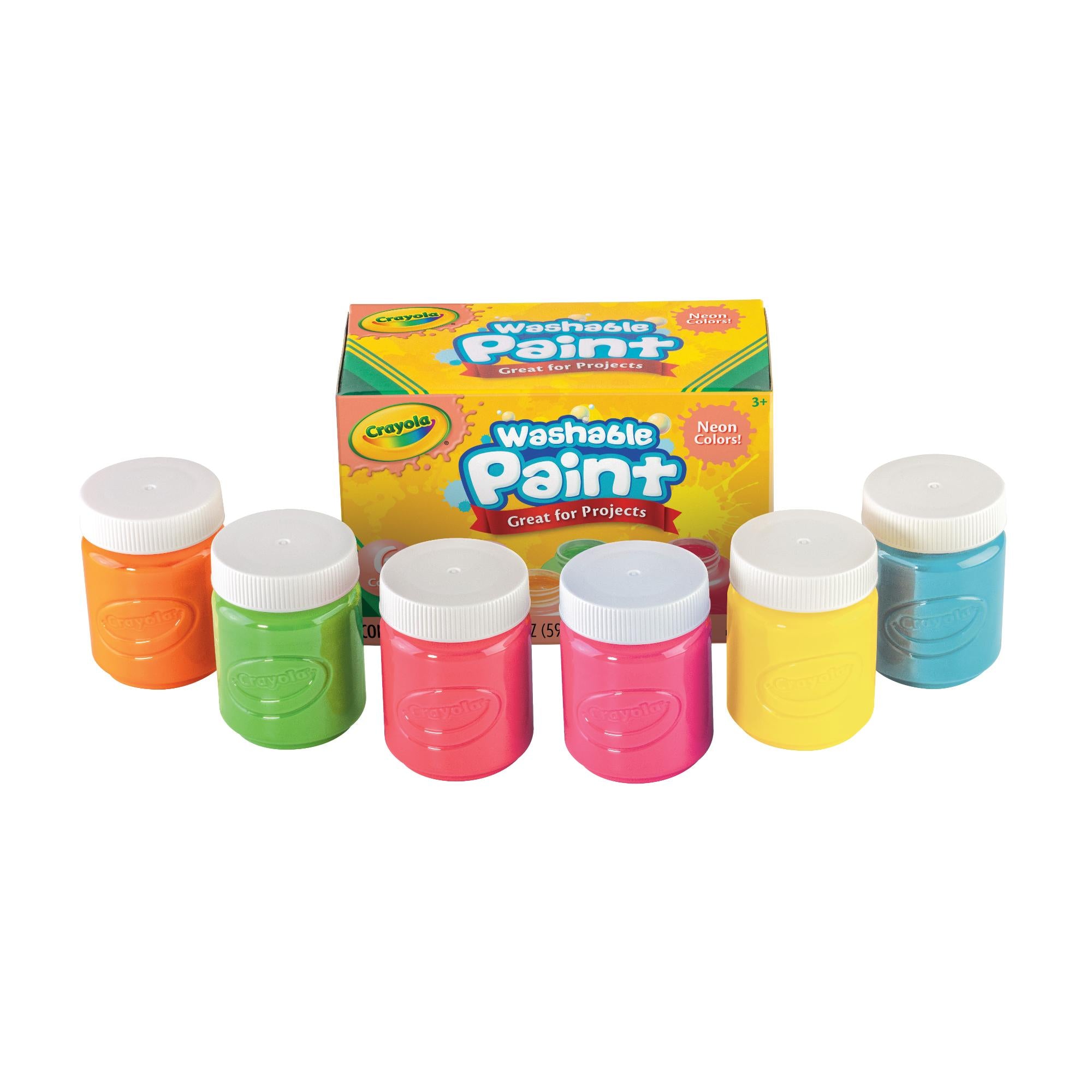6-Pack Crayola Washable Neon Paint Set - Ideal for Arts, Crafts & School Projects