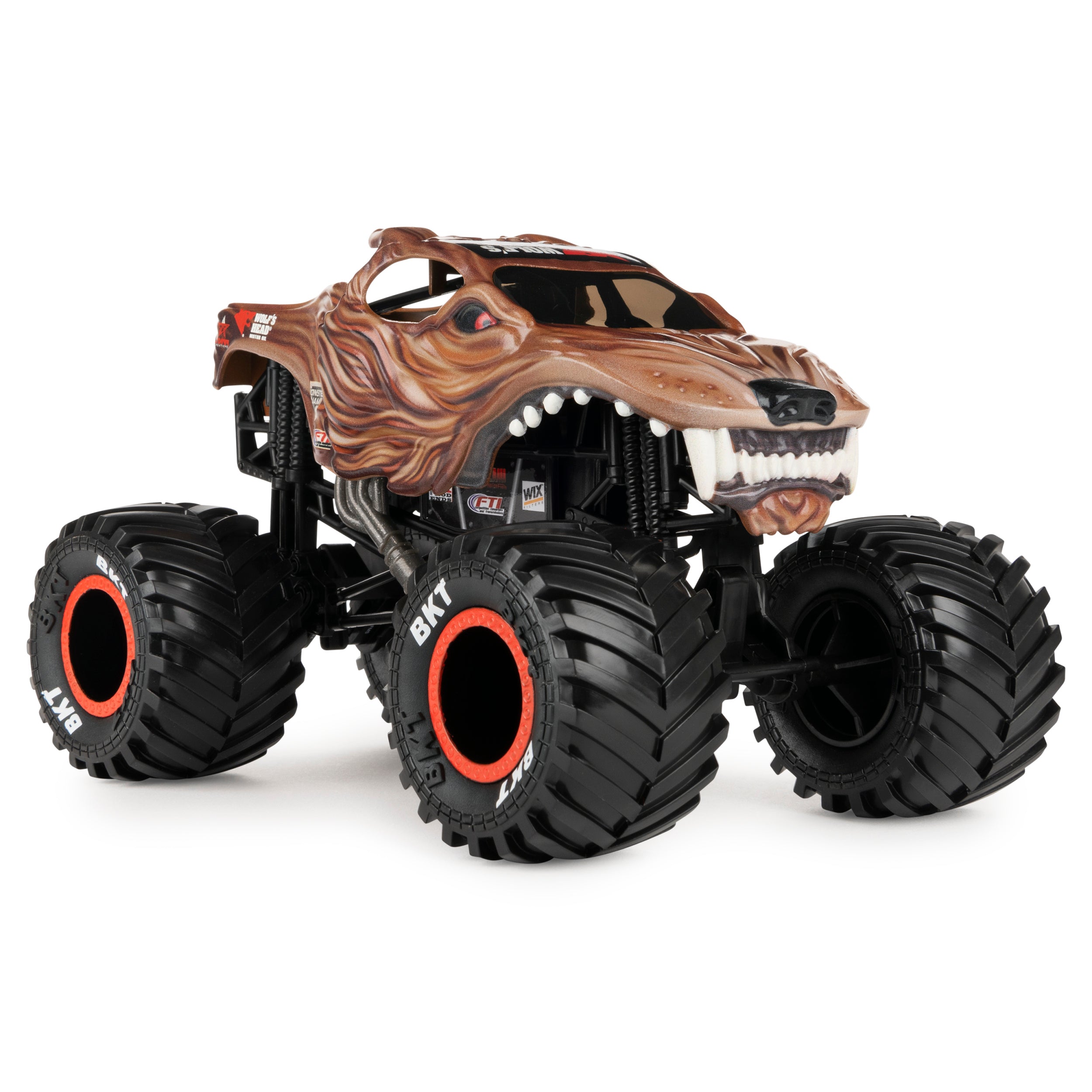 Hot! Monster Jam 1:24 Scale Wolf's Head Motor Oil Monster Truck