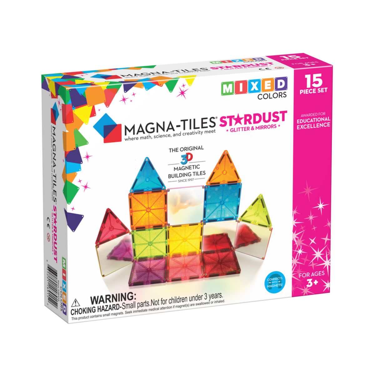 Magna-Tiles Stardust Set - 15 Pieces, Sparkle Your Child's Play