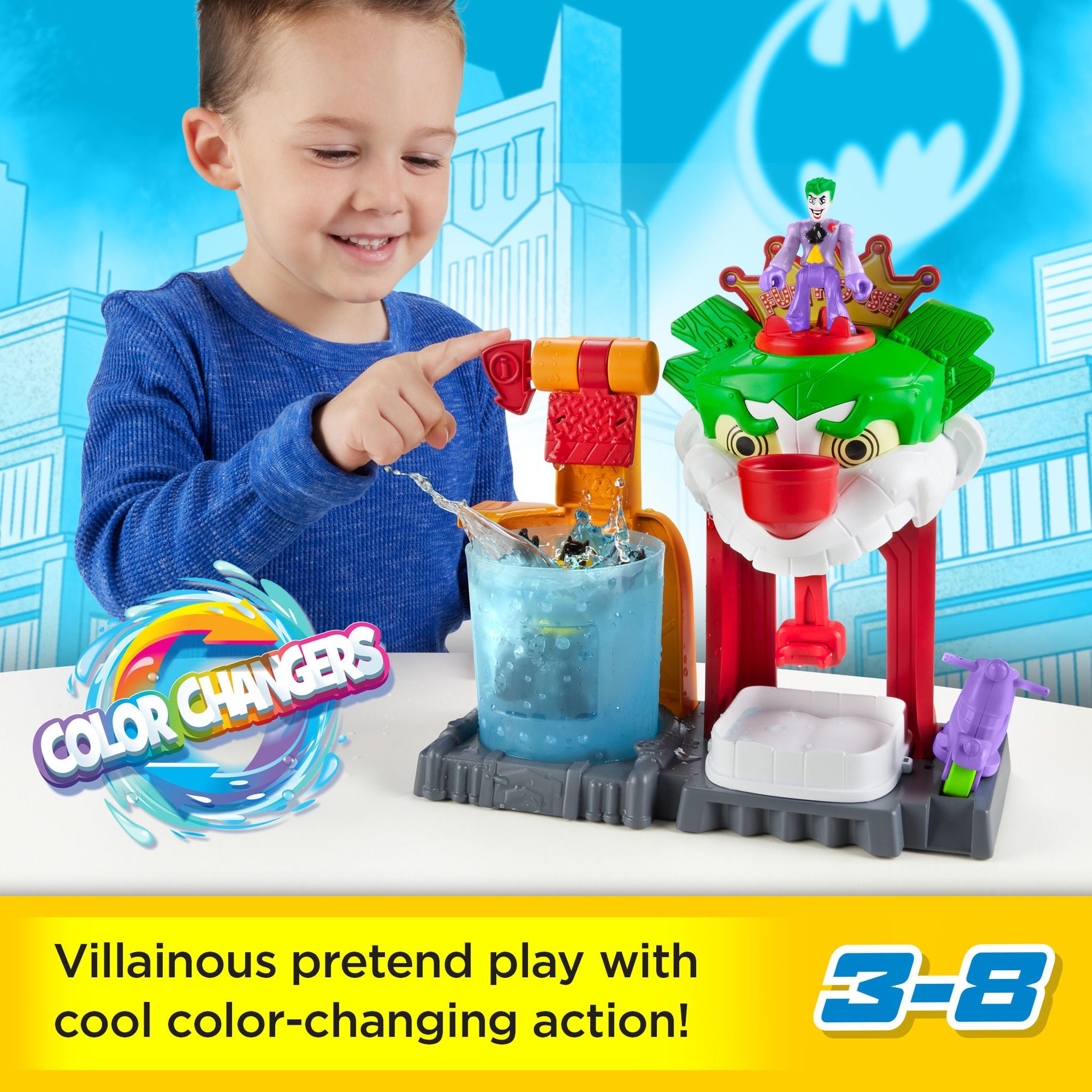 Hot Deal! Fisher-Price Imaginext Color Changers DC Super Friends The Joker Funhouse Playset