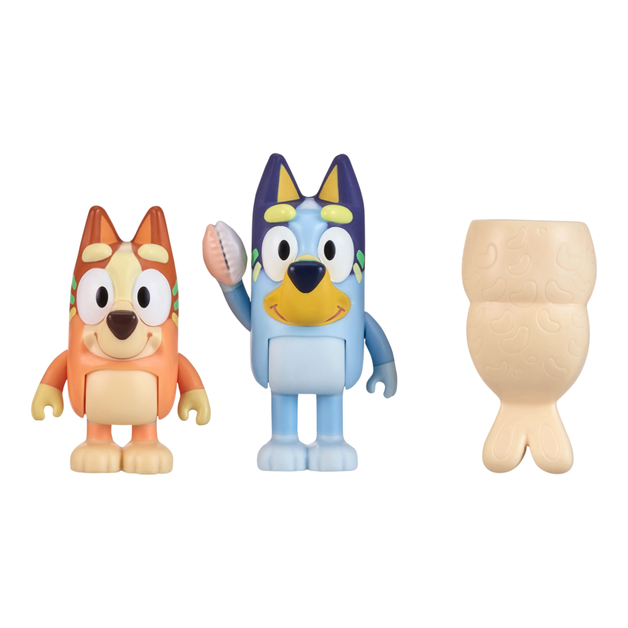 Hot! Bluey Beach Mermaid Tails 2-Pack Figures