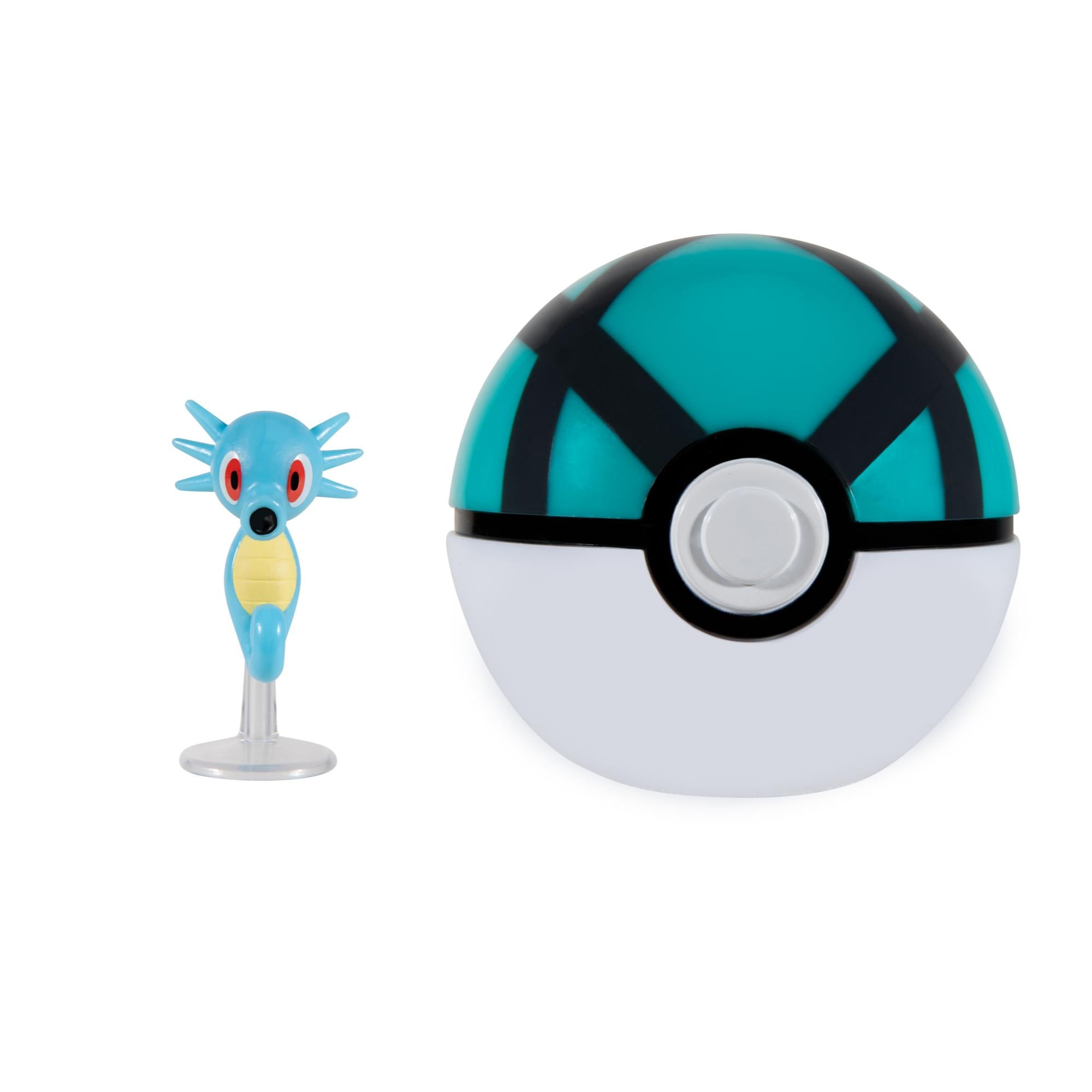 Hot! Pokemon Clip N Go Horsea with Net Ball Set