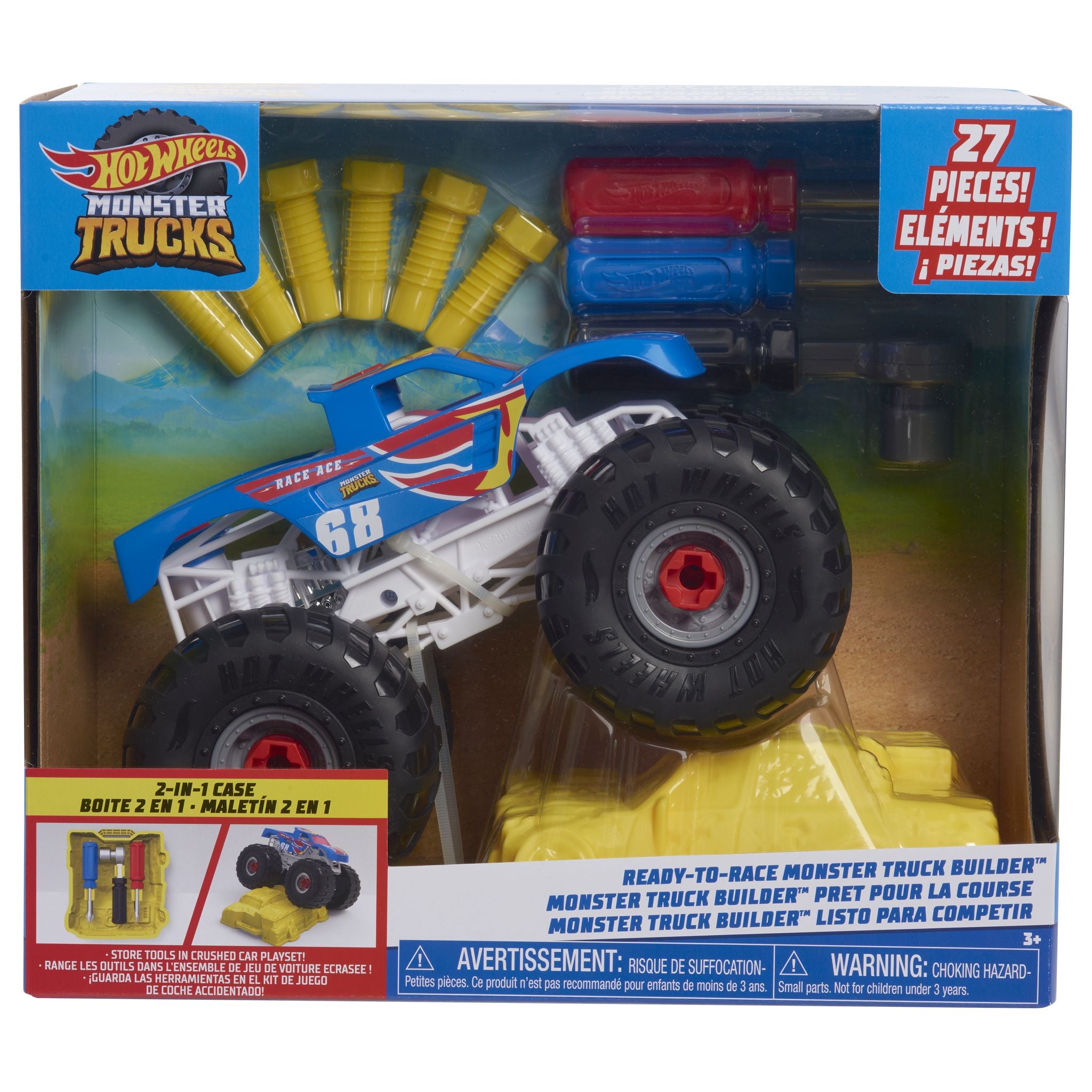 Hot Wheels Monster Trucks: Exclusive Ready-To-Race Monster Truck Building Set for Kids