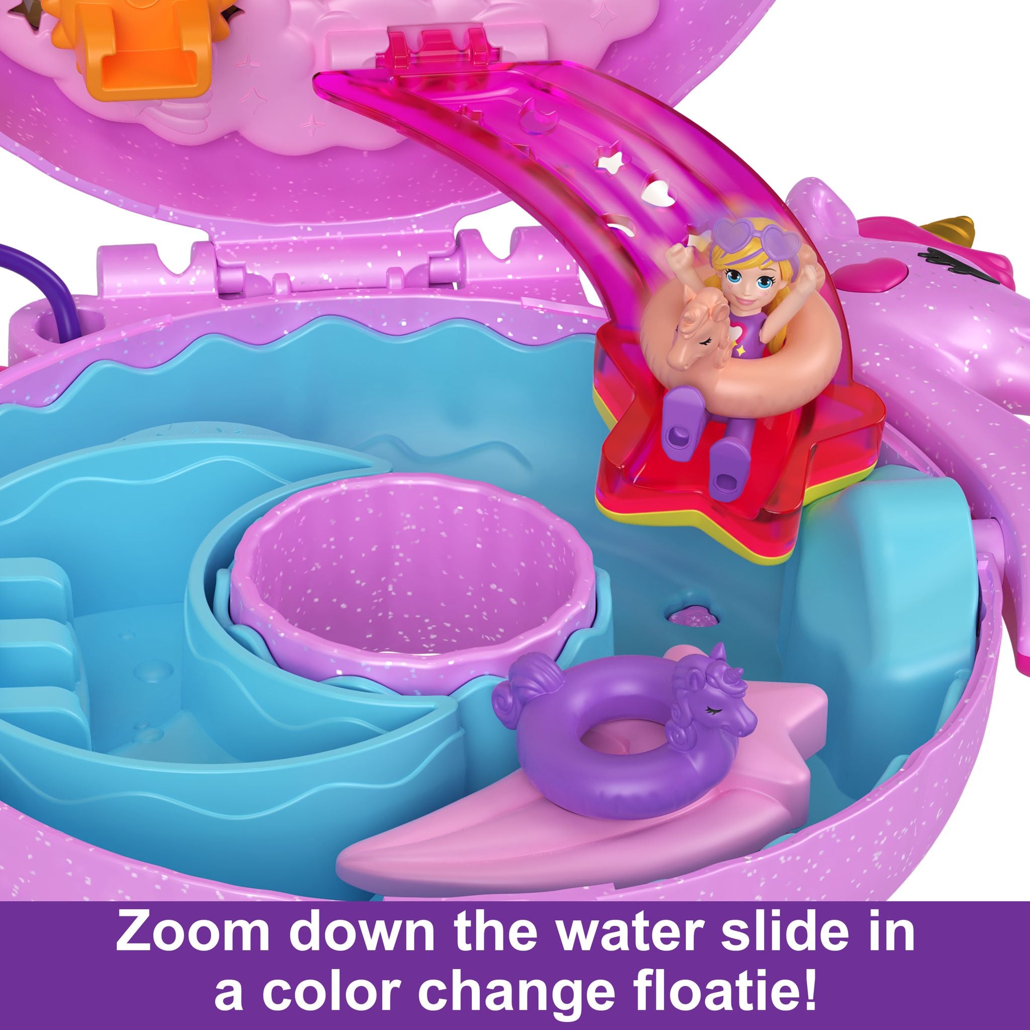 Polly Pocket Unicorn Floatie Big Pocket World Compact Toy