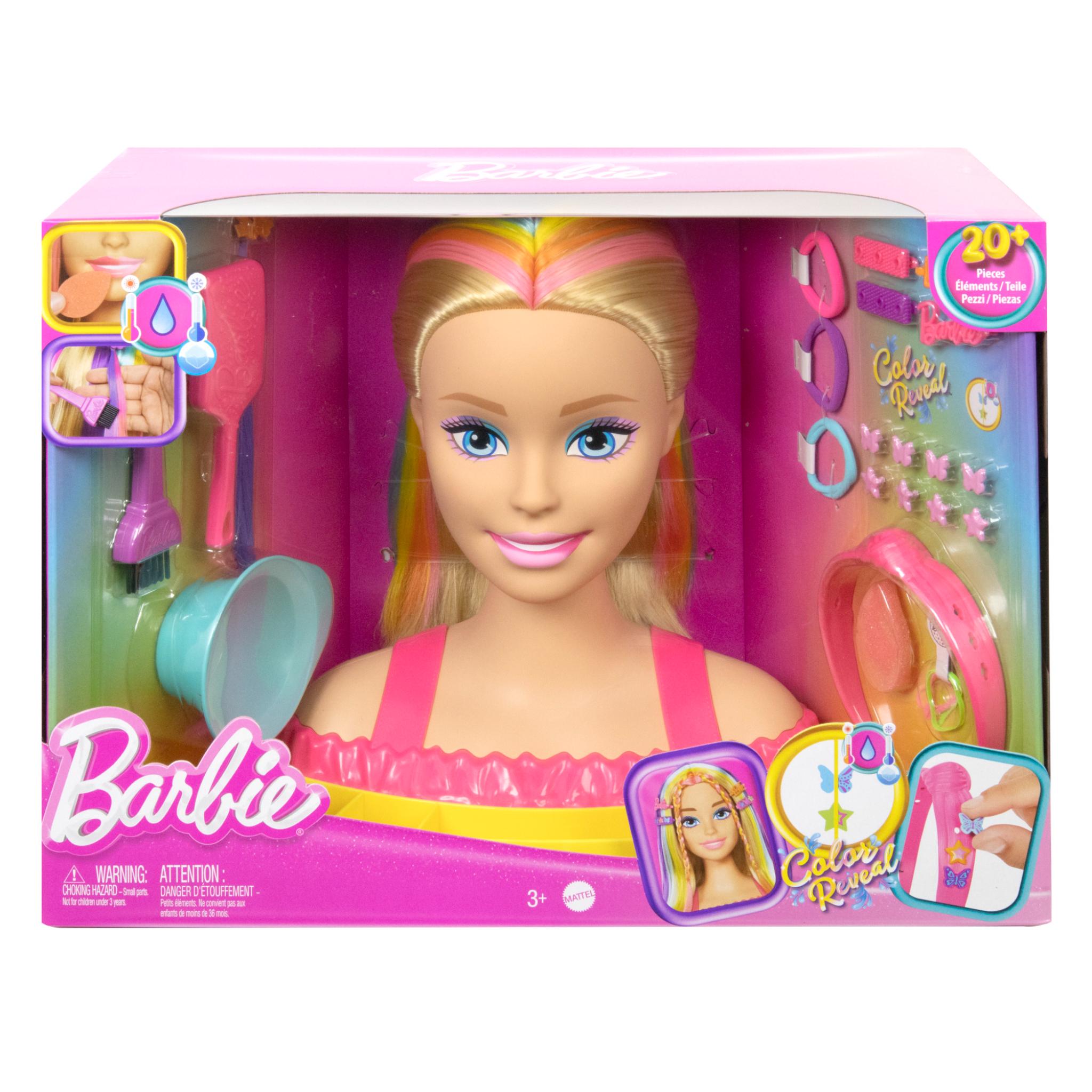 Hot! Barbie Neon Rainbow Blonde Deluxe Styling Head